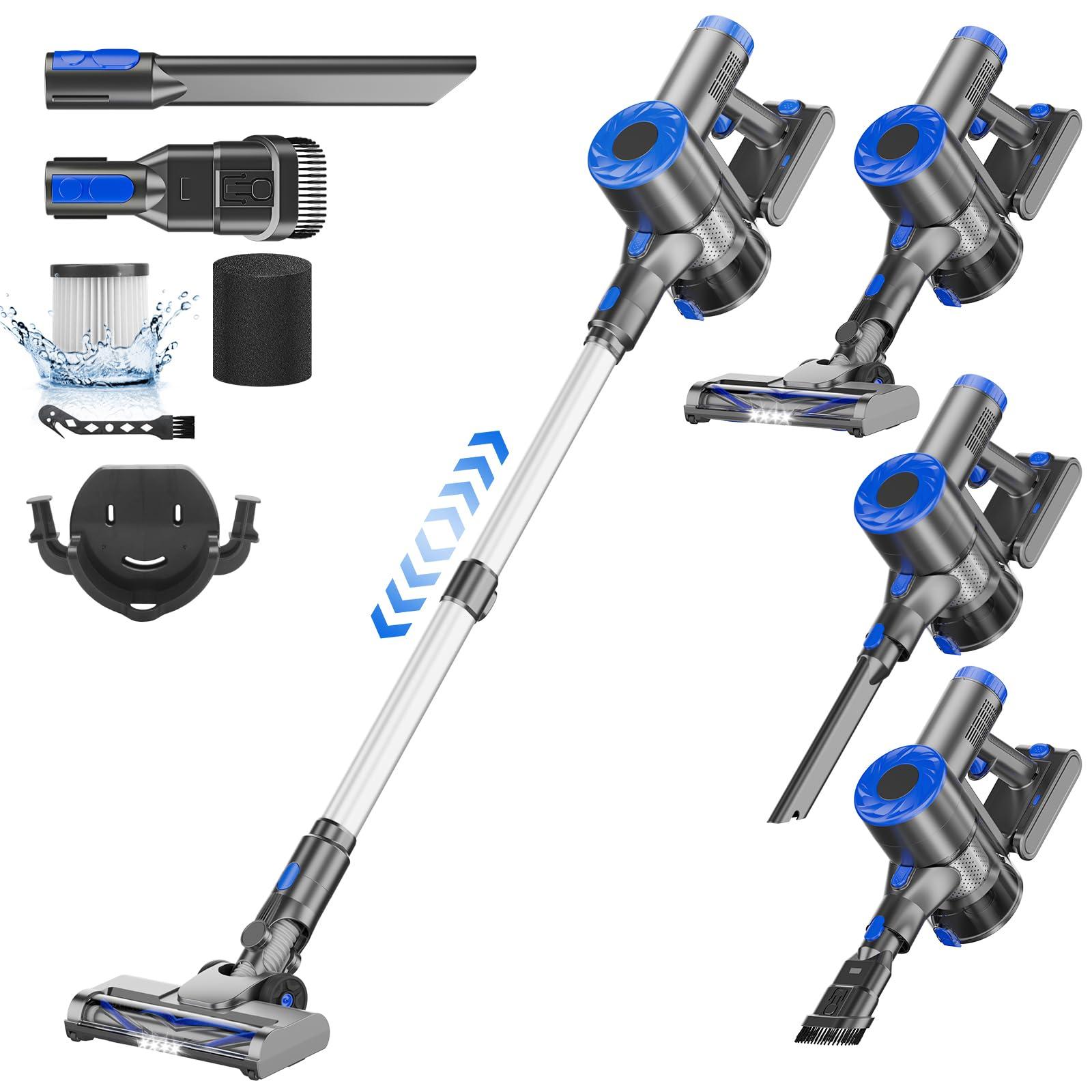 AIRDIYA Cordless Vacuum Cleaner, Power Suction Stick Vacuum Cleaners with 2200 mAh Battery,8-in-1 Lightweight Self-Standing, 35 Mins Runtime for Home Hard Floor Low-Pile Carpet Pet Hair