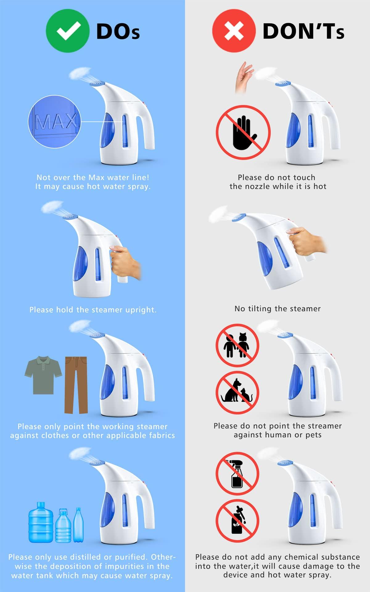 HiLIFE Steamer for Clothes, Portable Handheld Design, 240ml Big Capacity, 700W, Strong Penetrating Steam, Removes Wrinkle, for Home, Office(ONLY FOR 120V) - Image 7