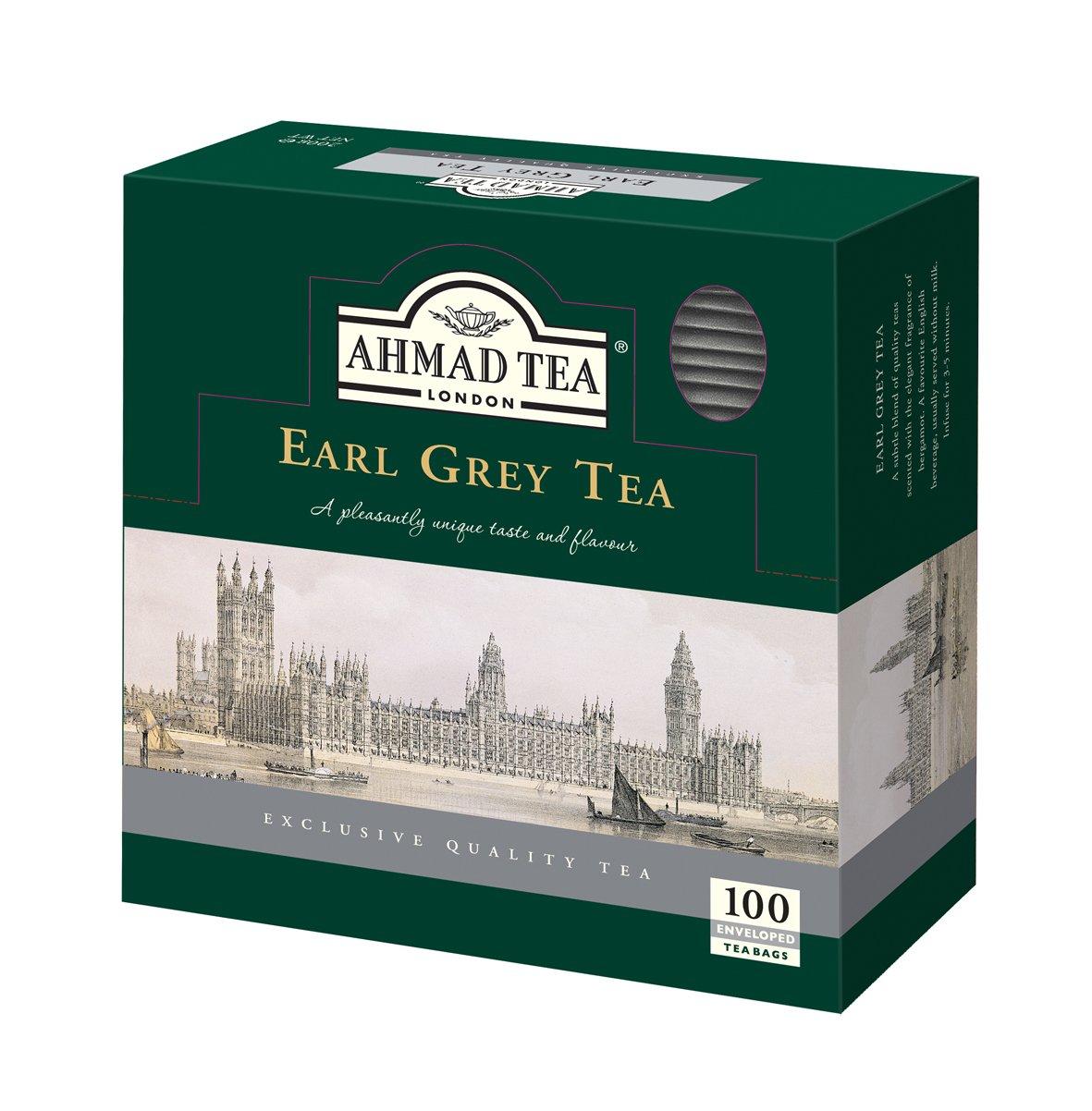 Ahmad Tea Black Tea, Earl Grey Teabags, 100 ct (Pack of 12) - Caffeinated and Sugar-Free