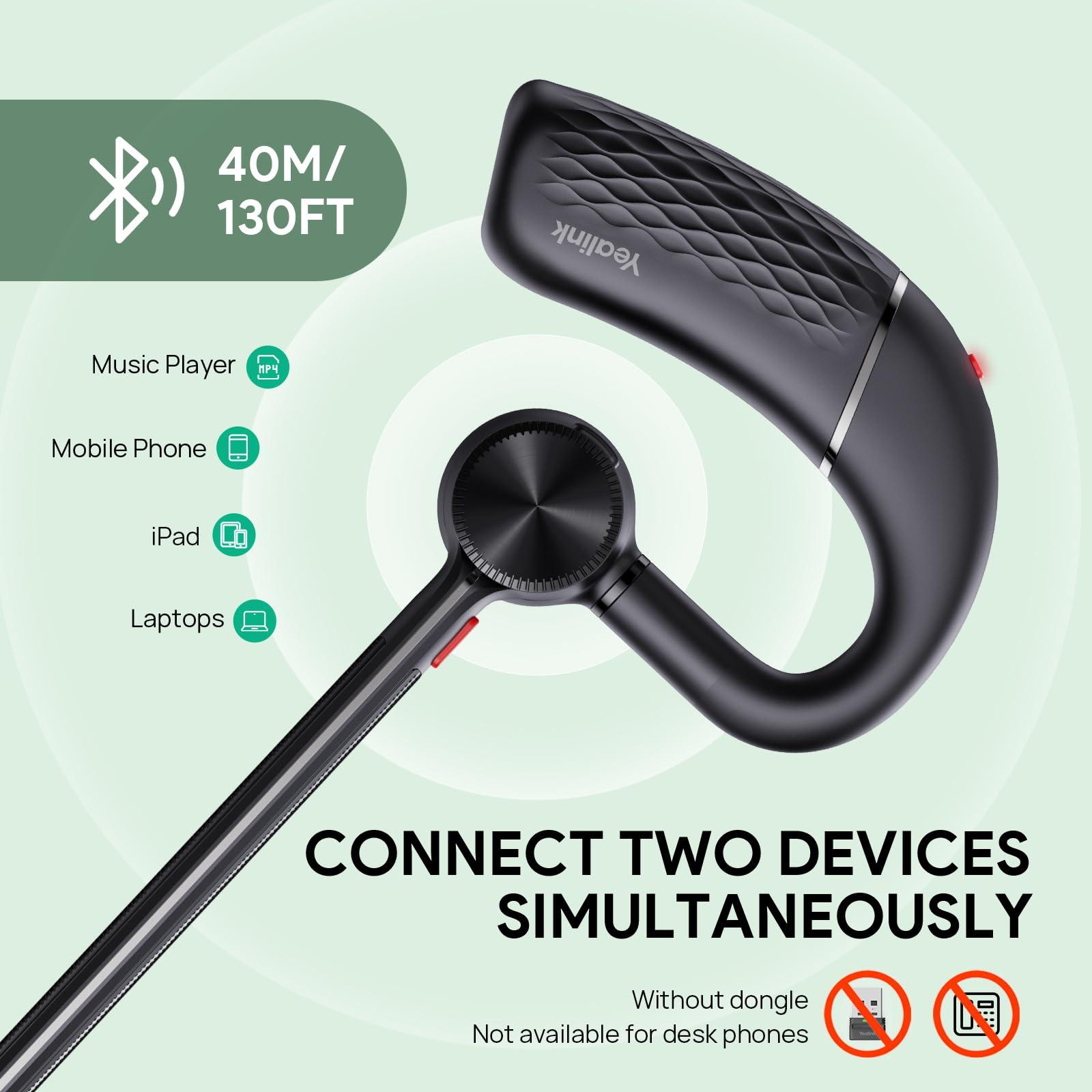 Yealink BH71 Lite Bluetooth Headset,Wireless Earpiece with 4 Noise Cancelling Microphone,10H Talk Time, Adjustable Ear Hook,Bluetooth Earphones for Cell Phone,Driving,Office Work - Image 3