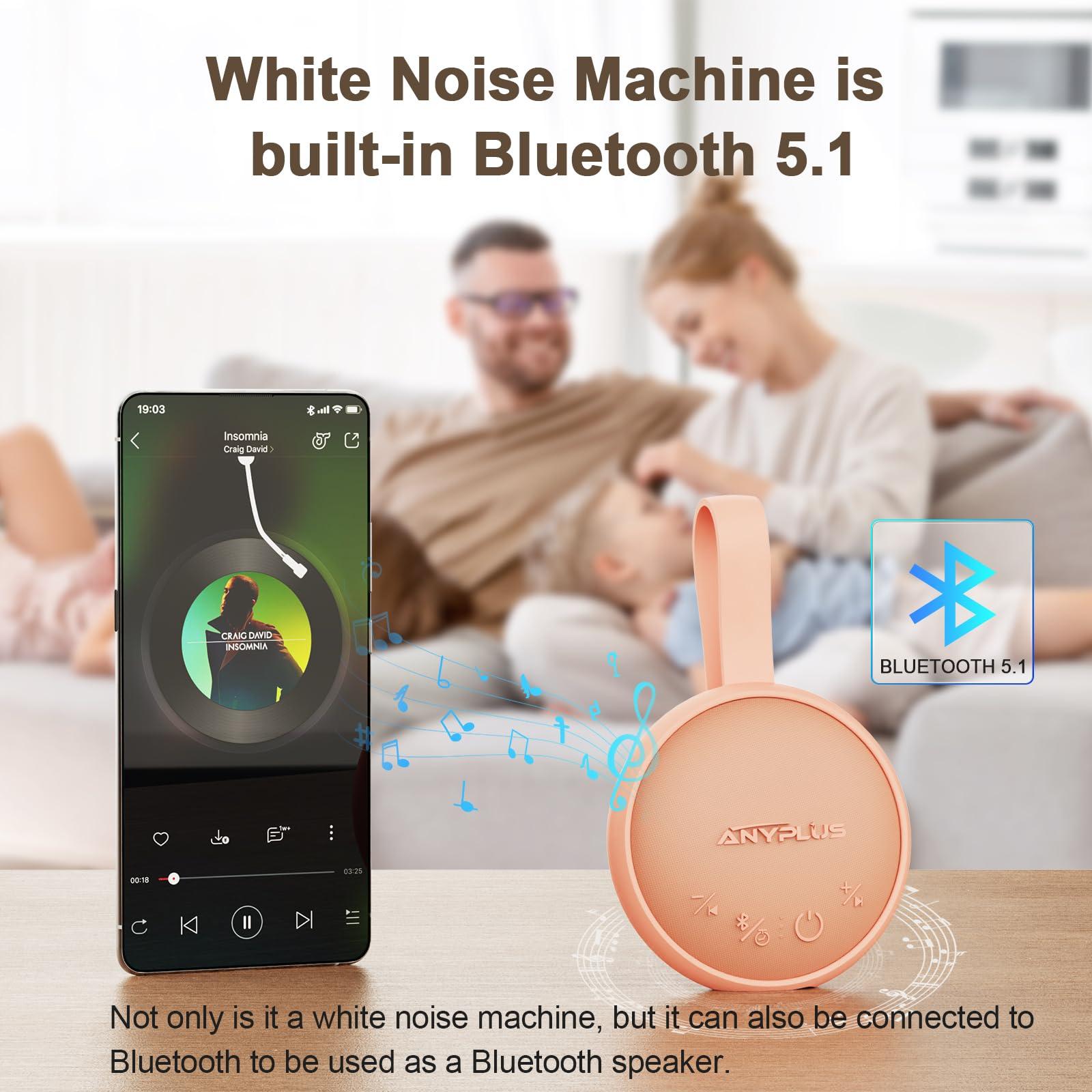 White Noise Sound Machine, Portable Sound Machine for Sleeping Adults & Baby, with Bluetooth 5.1/24 Soothing Sounds/Battery Powered/3 Timer Memory Function for Office/Bedroom/Travel（Orange） - Image 2