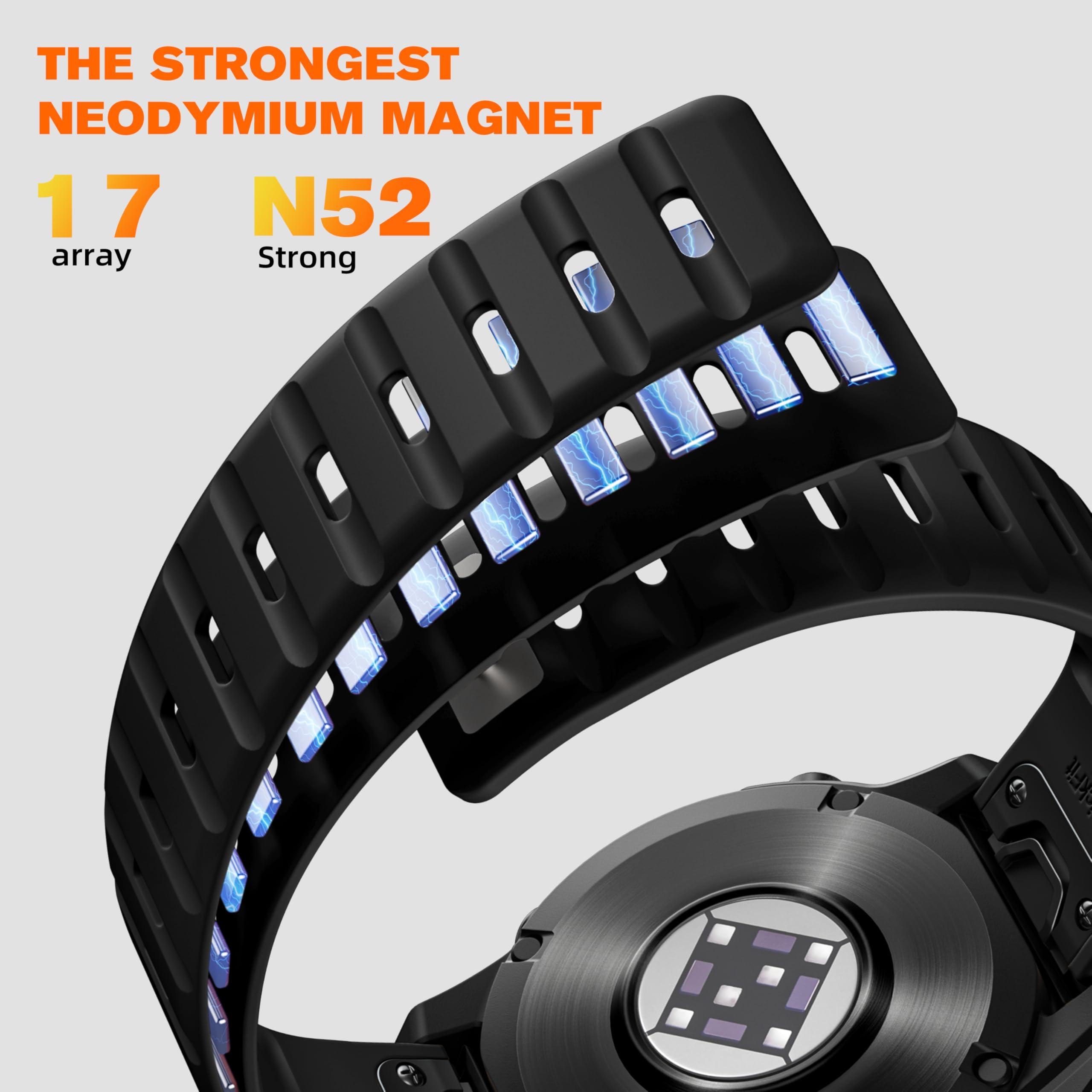 Bandletic Compatible with Garmin Instinct Watch Bands - Magnetic Silicone Rugged Sport Strap Quick Fit 22mm Watch Band for Fenix E/8/7/6/5/Forerunner 965/955/945/935/745/Epix 2/Approach S70/S62/S60 - Image 4