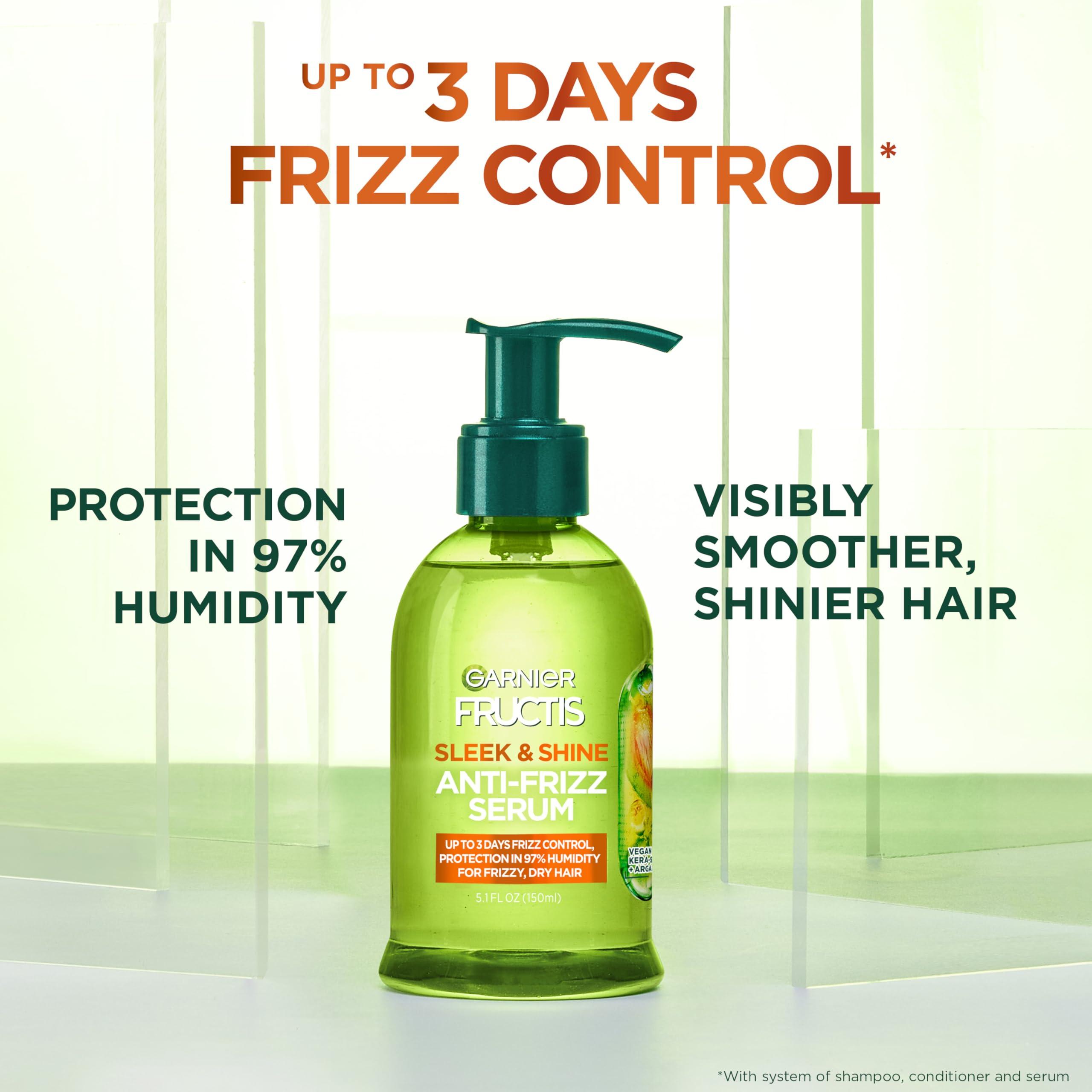 Garnier Fructis Sleek & Shine Anti-Frizz Serum for Frizzy, Dry Hair, Argan Oil, 5.1 Fl Oz, 1 Count (Packaging May Vary) - Image 3