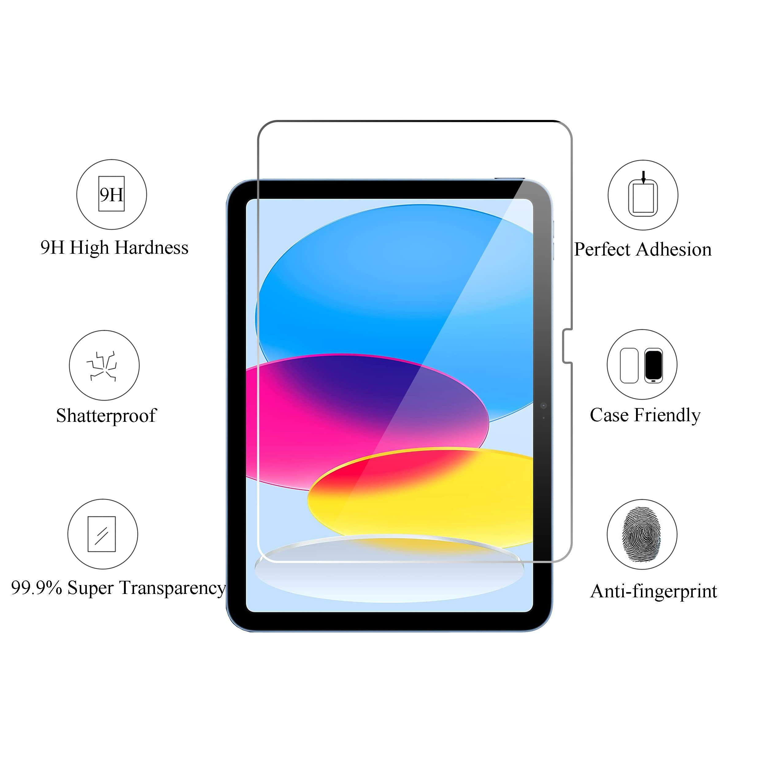 Ailun Screen Protector for iPad 11th A16 2025 [11 Inch] / 10th Generation 2022 [10.9 Inch], Tempered Glass [Face ID & Apple Pencil Compatible] Ultra Sensitive Case Friendly [2 Pack] - Image 2