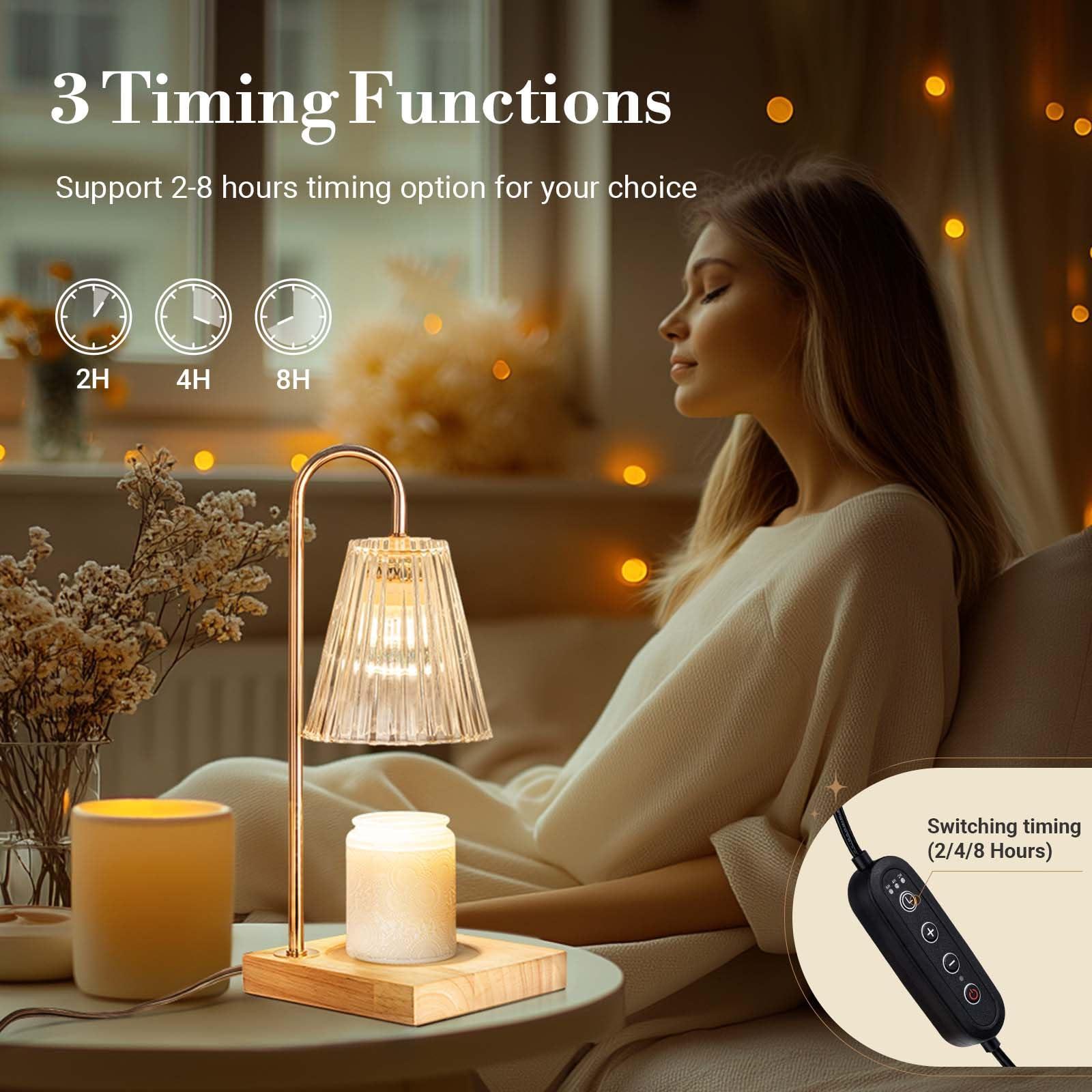 Marycele Candle Warmer Lamp with Timer Dimmer, Birthday Gifts for Mom Women Friend Sister, House Warming Gift New Home, Vintage Clear Wax Melt Warmer, Dorm Room Office Apartment Home Decor - Image 6