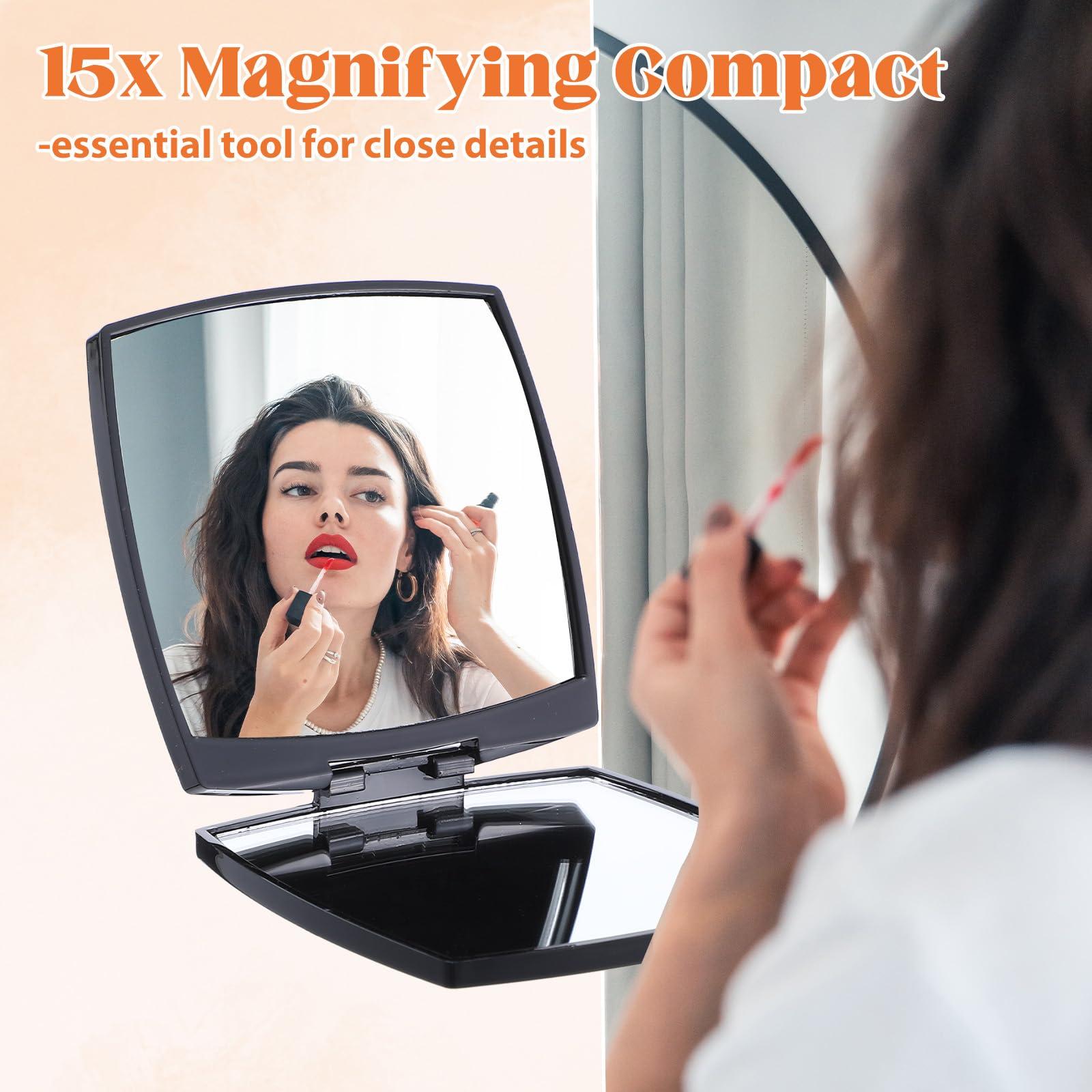 Nogeqi Compact Mirror for Purses,Travel Magnifying Mirror,Simple Style Small Mirror for Purse with Box,Foldable Pocket Mirror for Women,Travel Must Haves for Women Girl Makeup(2X/1X Black) - Image 5