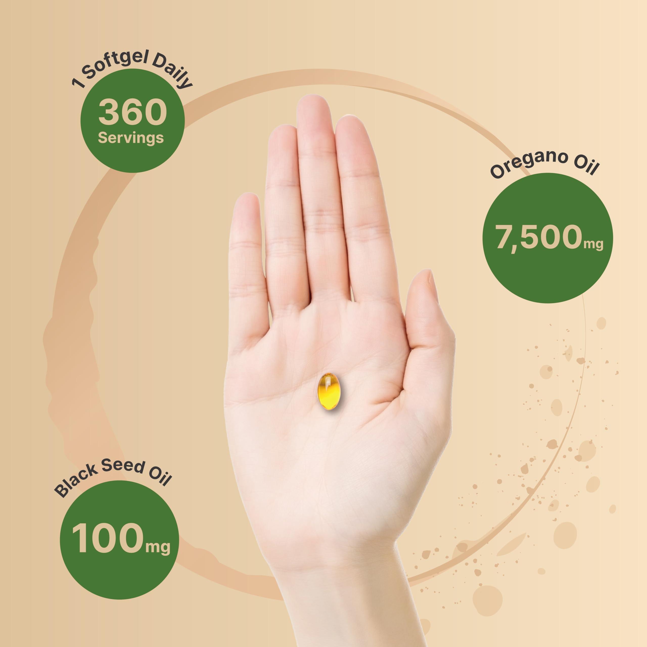 NatureBell Oregano Oil 7,500mg with Black Seed Oil, 360 Softgels | 360-day Supply Essential Oils for Immune Health | Retains High Concentrated Carvacrol & Thymoquinone – Non-GMO - Image 4