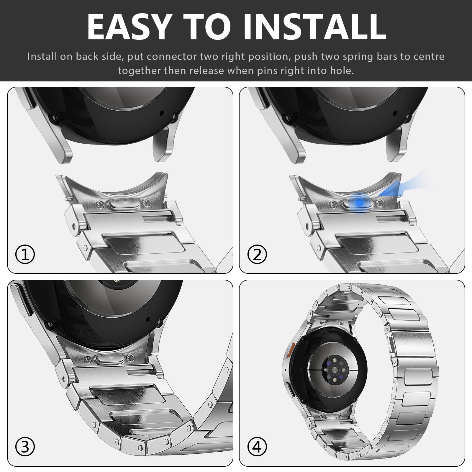 No Gap Stainless Steel Bands Compatible with Samsung Galaxy Watch Band 7/6/5/4/FE 44mm 40mm,Watch 6 Classic Band 47mm 43mm,Watch 5 Pro 45mm,Watch 4 Classic 46mm 42mm, 20mm Metal Strap for Men Women - Image 8