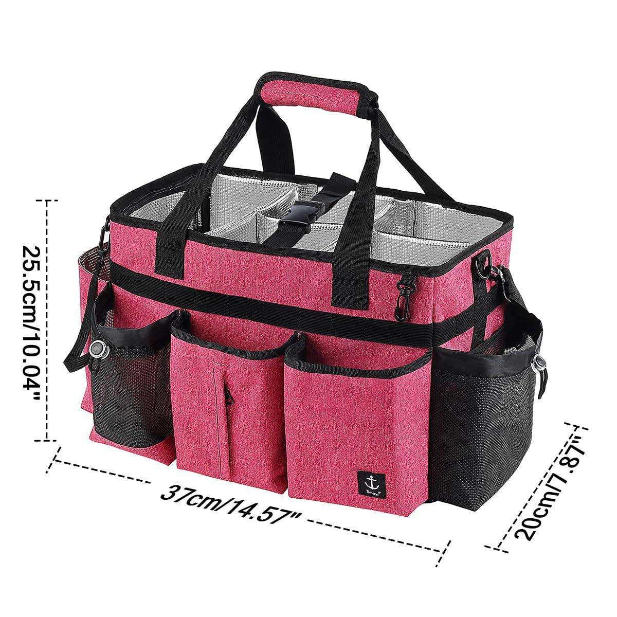 Timoxi Large Cleaning Caddy Bag Built-in Sturdy Support Board, Cleaning Organizer with Detachable Divider, Cleaning Supply Tote with Adjustable Shoulder Strap&Waist belt for Cleaners & Housekeeper - Image 2