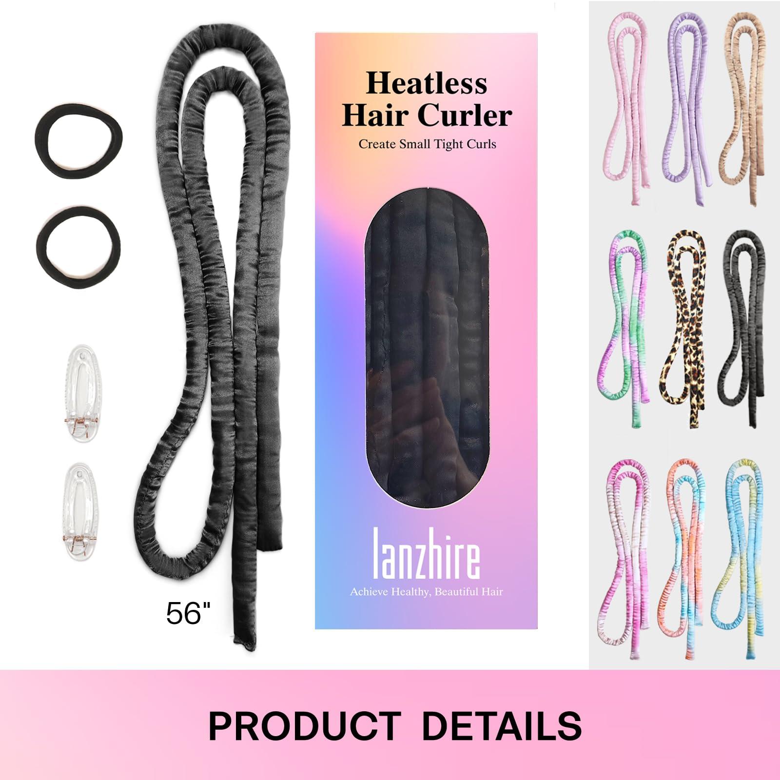 Lanzhire No Heat Overnight Curling Headband for Long and Short Hair - Thin Heatless Curlers to Sleep In (Black) - Image 7