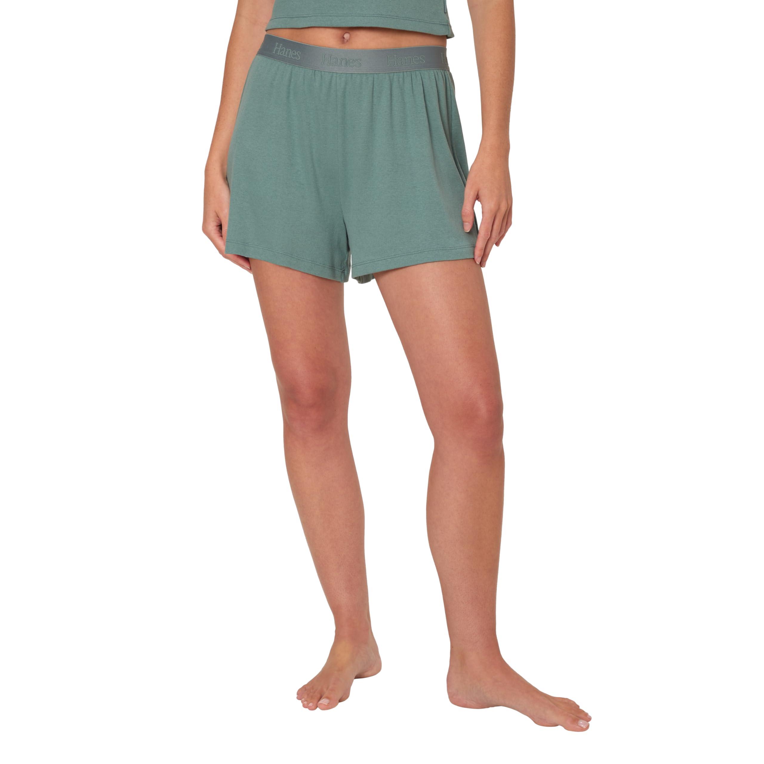 Hanes Women's Originals Sleep, 2-Pack, Comfywear Supersoft Rib Lounge Shorts, Loungewear Pack - Image 2