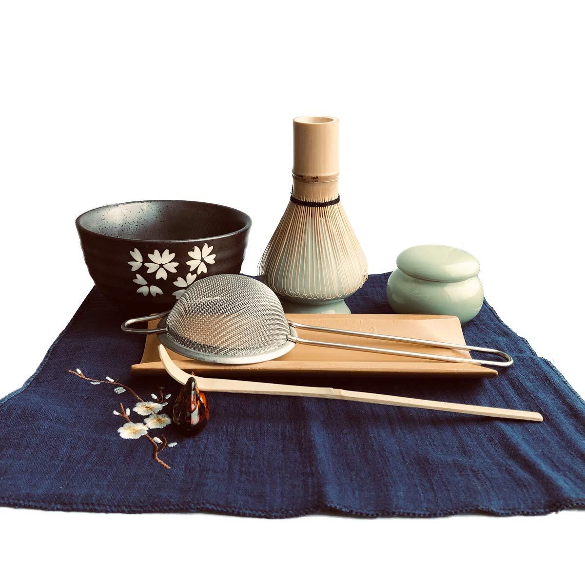 Artcome Traditional Japanese Matcha Tea Set, Matcha Whisk, Traditional Scoop, Matcha Bowl & Caddy, Ceramic Whisk Holder, Handmade Matcha Ceremony Kit (9Pcs) - Image 3