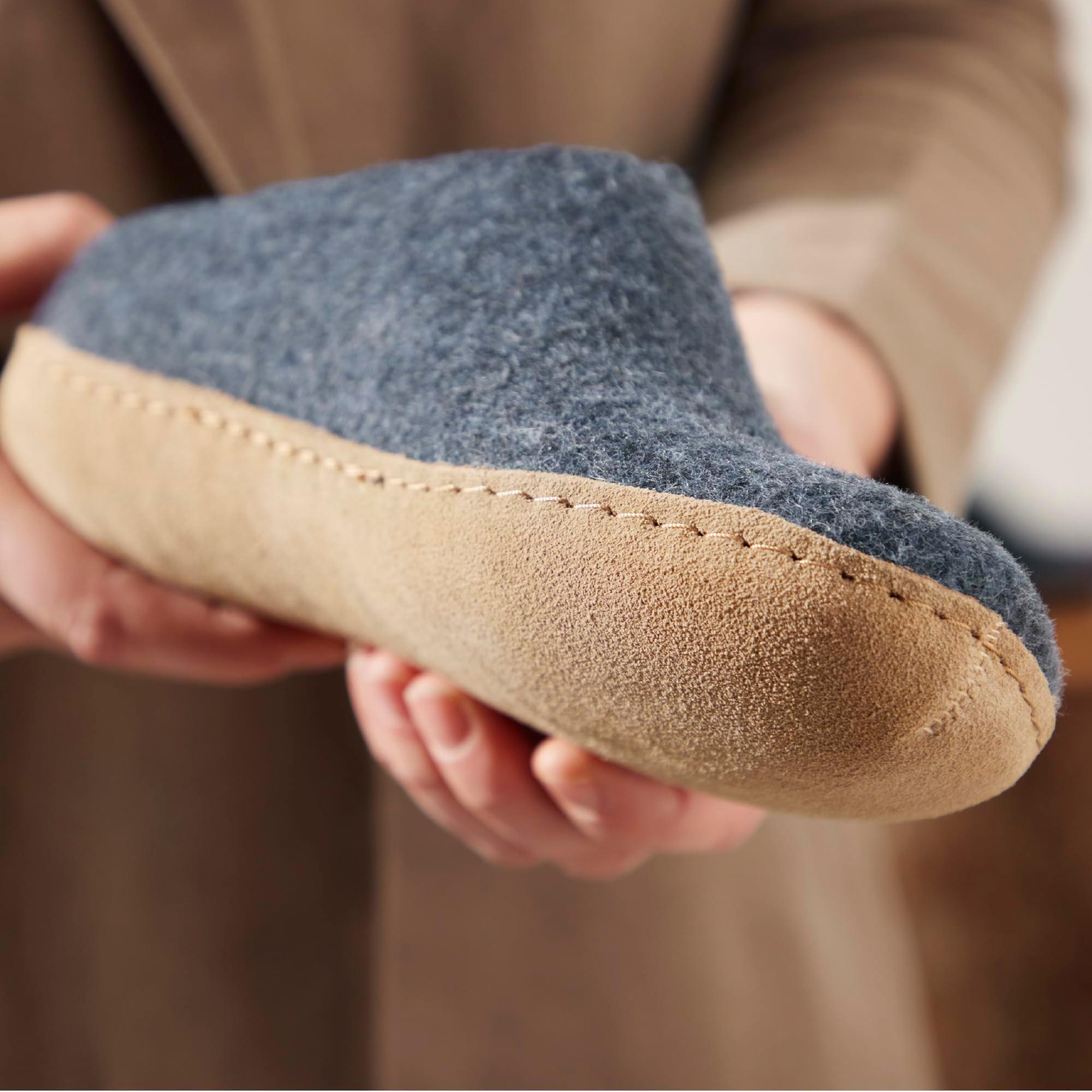 Glerups 100% high quality wool mix Slipper with leather sole - Unisex Slip-on - Image 4