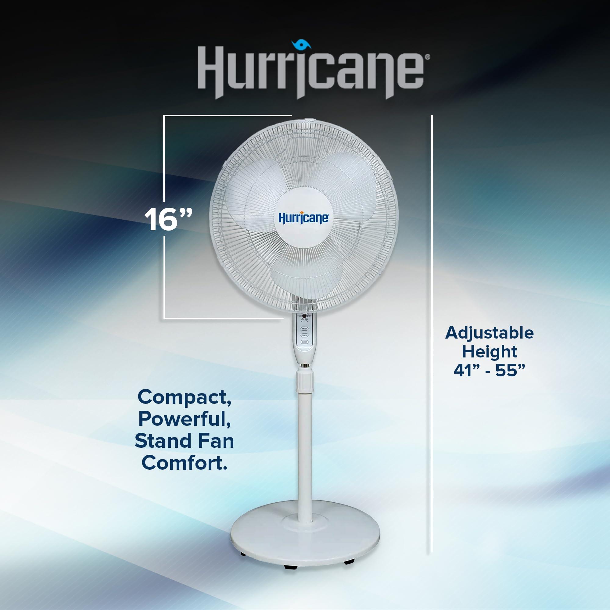 Hurricane Oscillating Pedestal Stand Fan for Home & Bedroom, 16" Supreme, White - Portable Standing Electric Fan for Indoor & Outdoor Cooling - Image 3