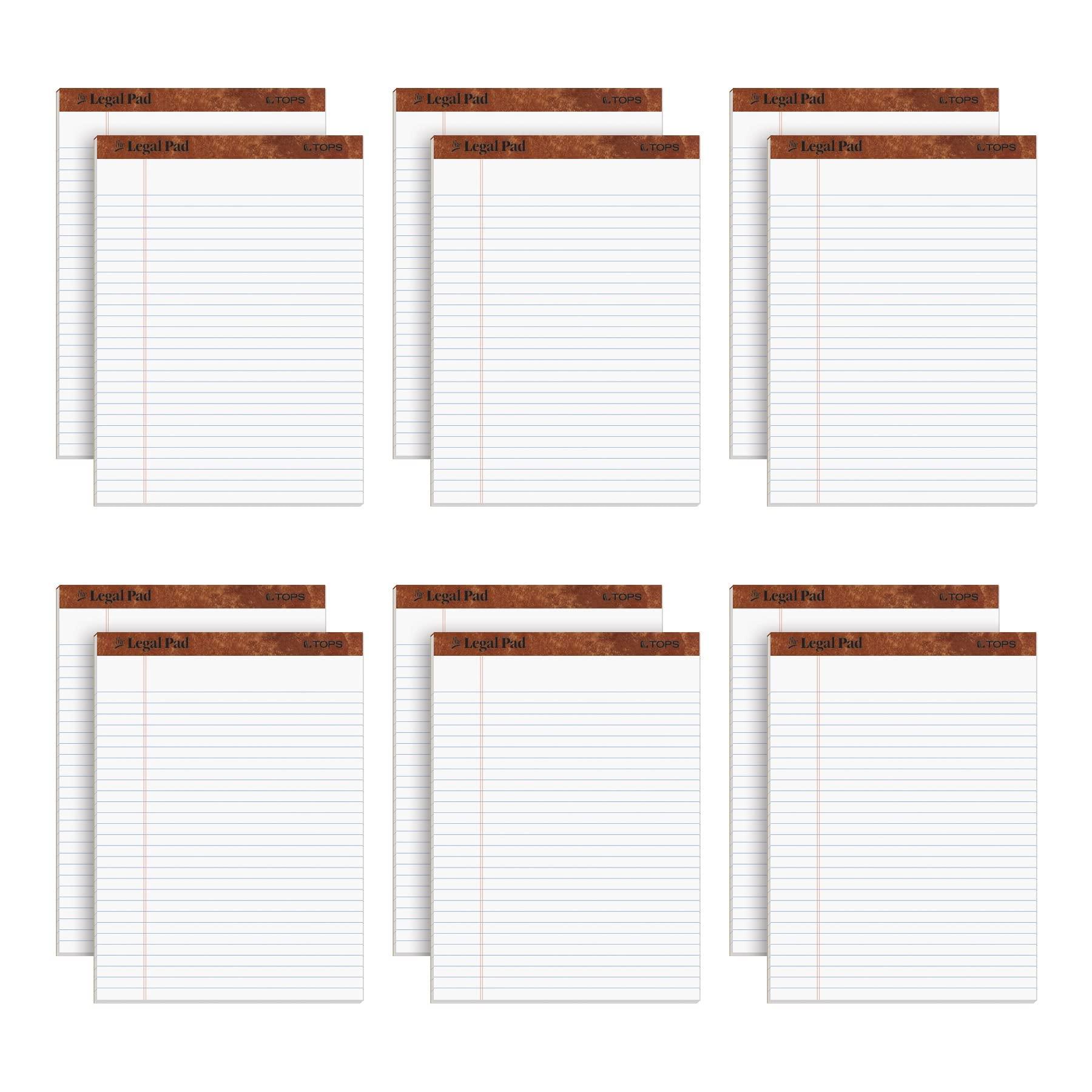 TOPS 8.5 x 11 3/4 Legal Pads, 12 Pack, The Legal Pad Brand, Wide Ruled, White Paper, 50 Sheets Per Writing Pad, Made in the USA (7533)