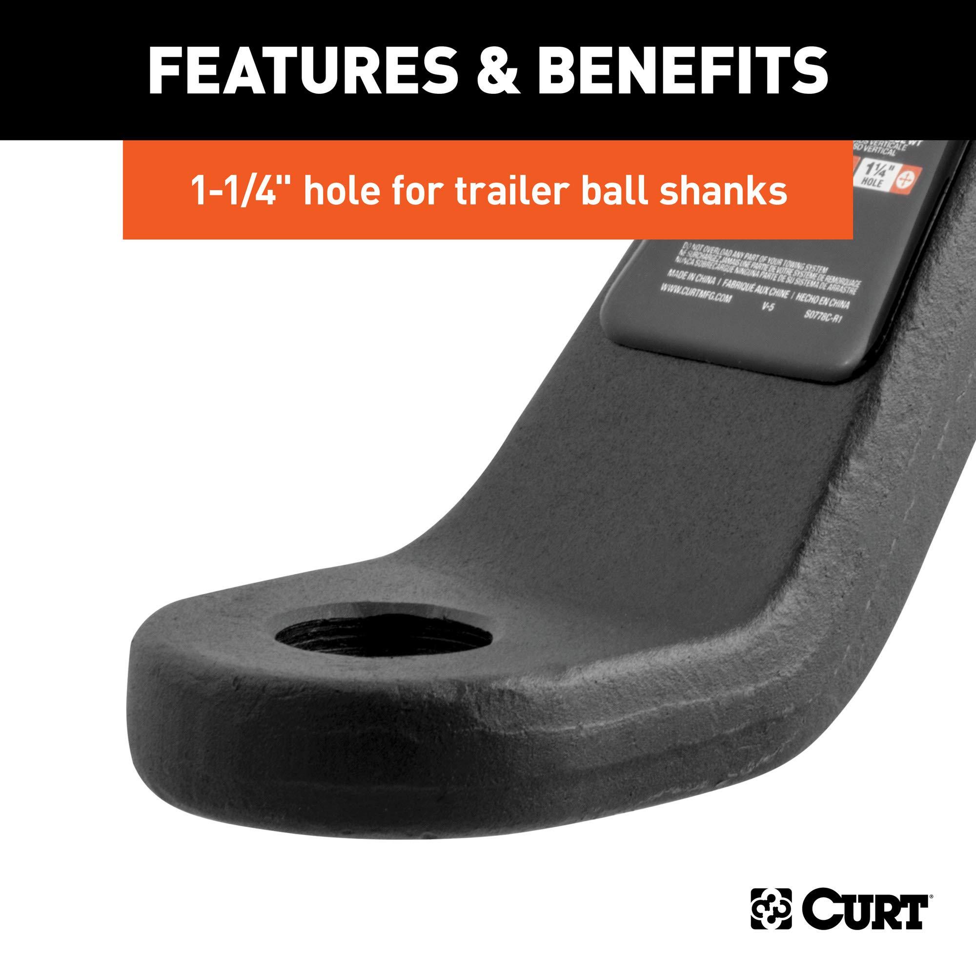 CURT 45341 Forged Trailer Hitch Ball Mount, Fits 2-Inch Receiver, 17,000 lbs, 1-1/4-Inch Hole, 4-Inch Drop, 3-Inch Rise - Image 6