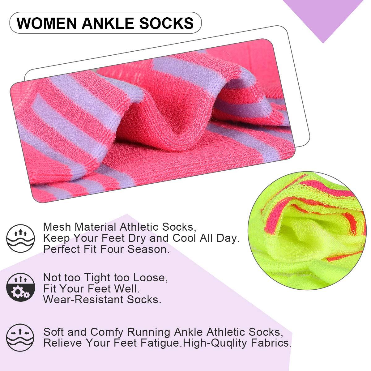 LITERRA Womens Ankle Socks 6-Pairs Athletic Running Sport Socks With Cushioned Sole - Image 5