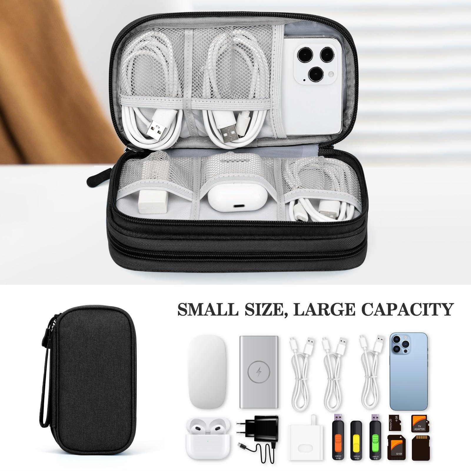FYY Travel Cable Organizer Pouch Electronic Accessories Carry Case Portable Waterproof Double Layers All-in-One Storage Bag for Cord, Charger, Phone, Earphone Black - Image 6