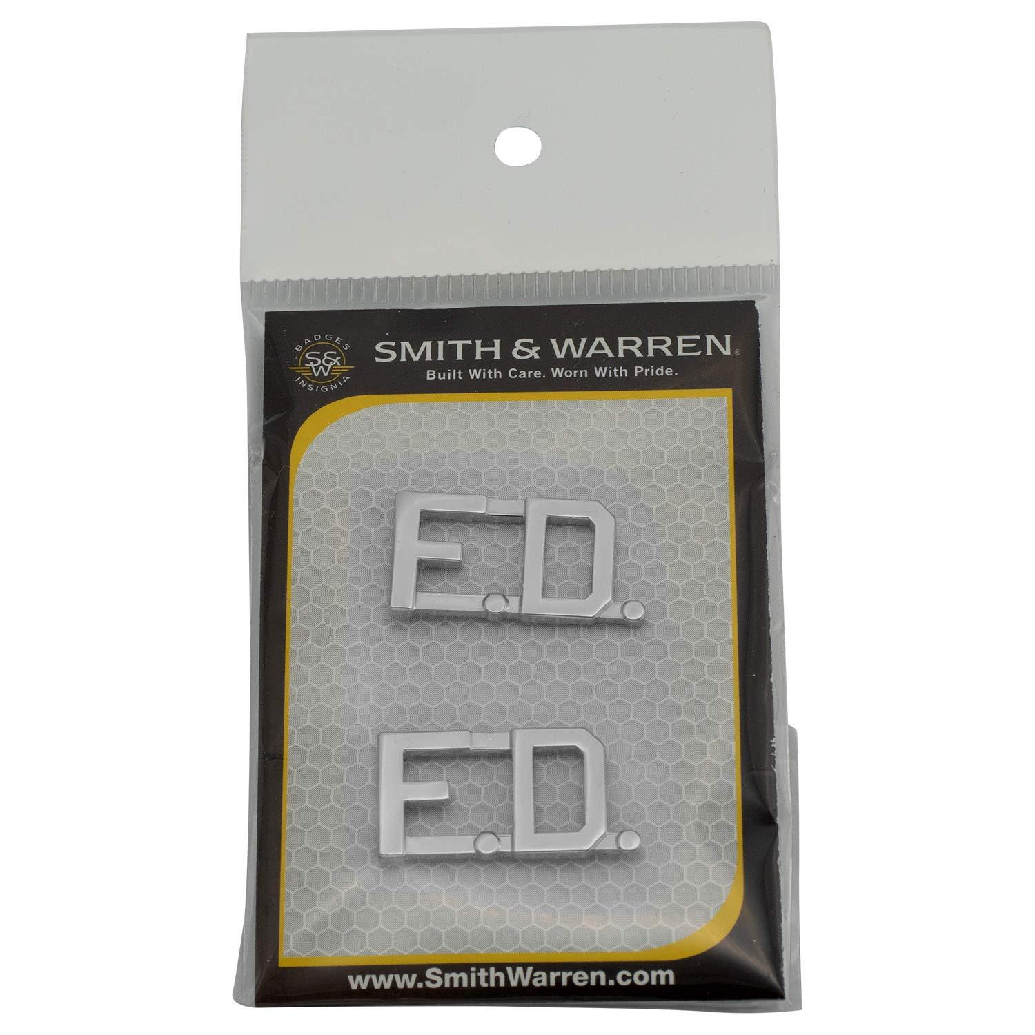 Smith & Warren 1/2" F.D. Letter Collar Brass Rank Insignia Silver Finish Fire Uniform Pin - Image 4