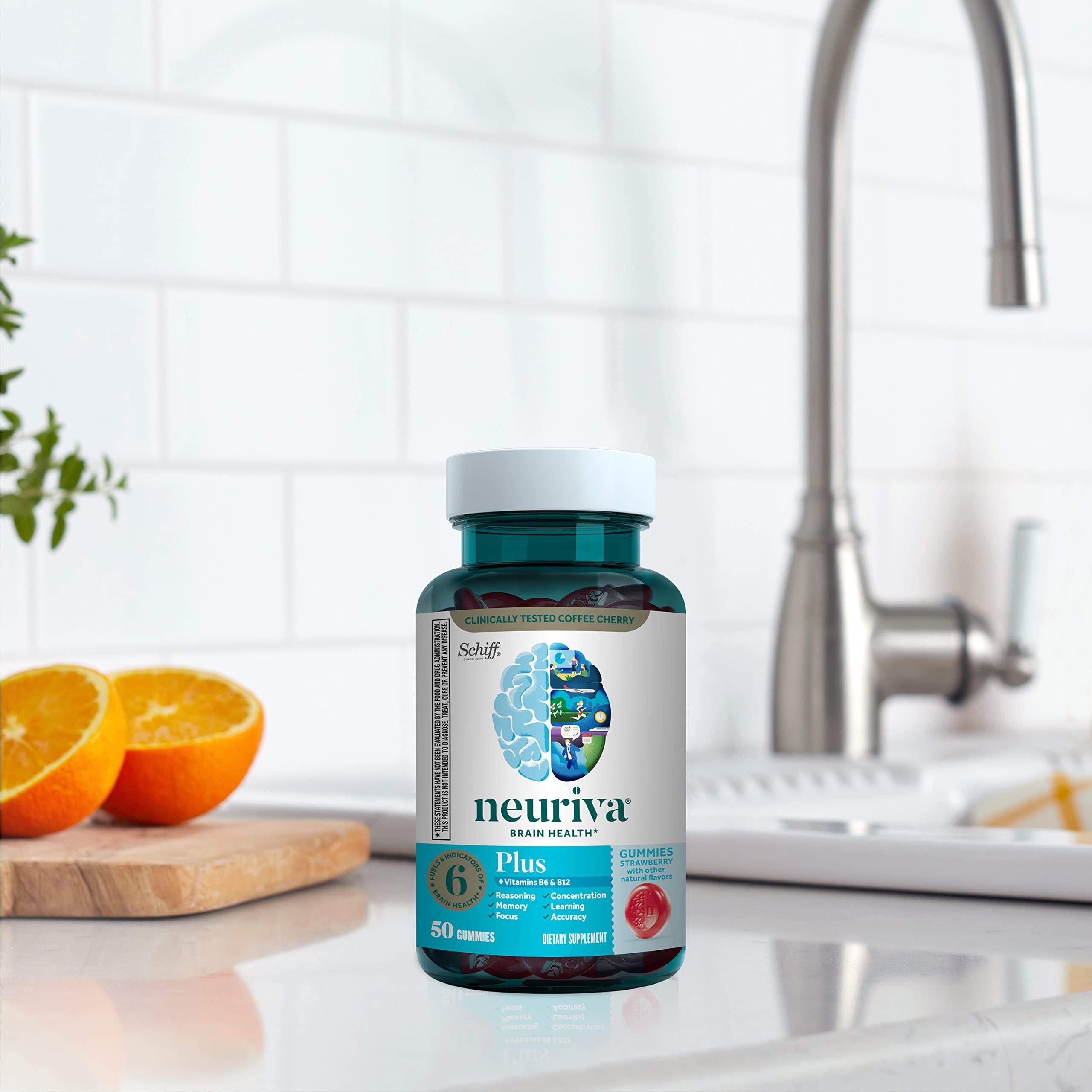 NEURIVA Plus Brain Supplement for Memory,Focus & Concentration+Cognitive Function with Vitamins B6 & B12 and Clinically Tested Nootropics Phosphatidylserine and Neurofactor,50ct Strawberry Gummies - Image 15