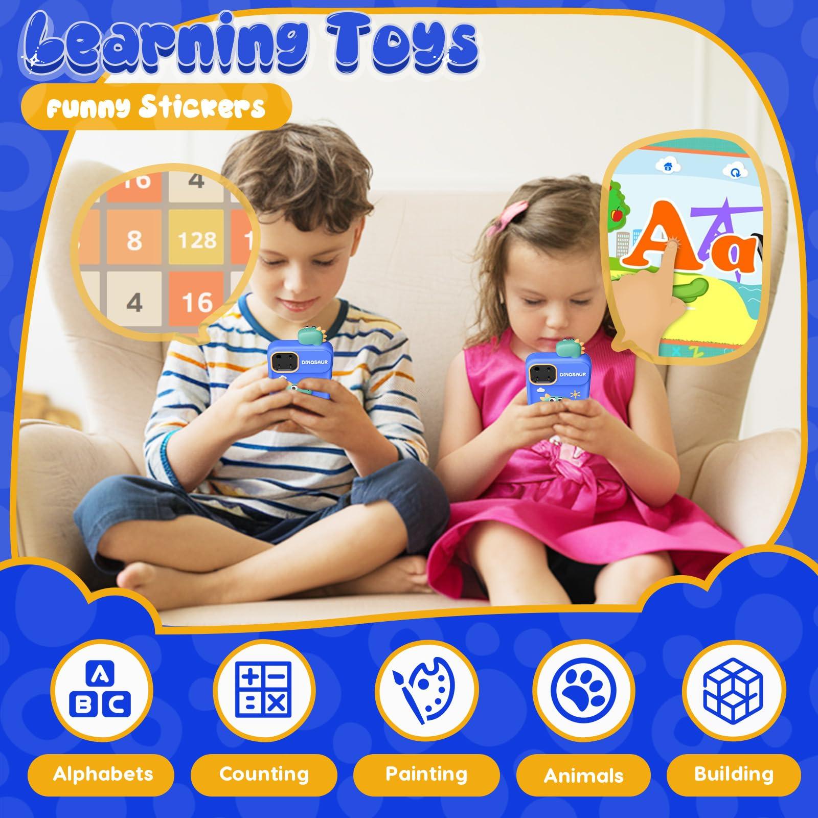Luyiilo Kids Smart Phone Toys for Boys,Dinosaurs Gift Toys for Boys Ages 3-9 Christmas Birthday Gifts Mini Smart Phone Toys With 2.8" Touchscreen 16 Learning Games Dual Camera Music Player, 8G SD Card - Image 6