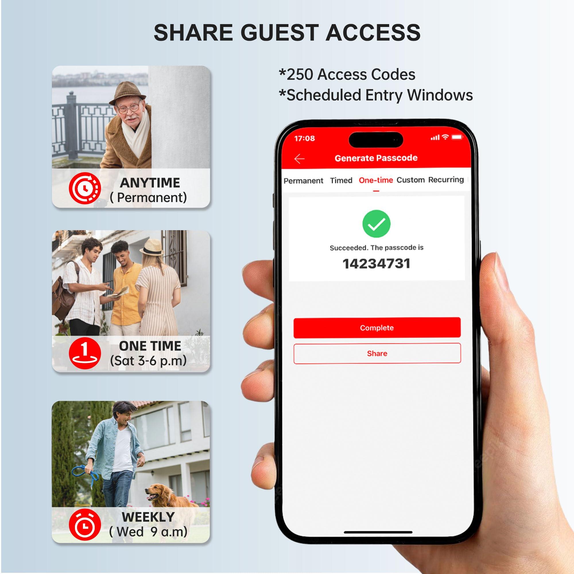 Wi-Fi Smart Deadbolt Keyless Entry: 9-in-1 Hornbill Smart Lock for Front Door, Smart Deadbolt Lock, Electronic Keypad Code Fingerprint Unlock, Works with Alexa for Home Office Hotel, Satin Nickel - Image 5