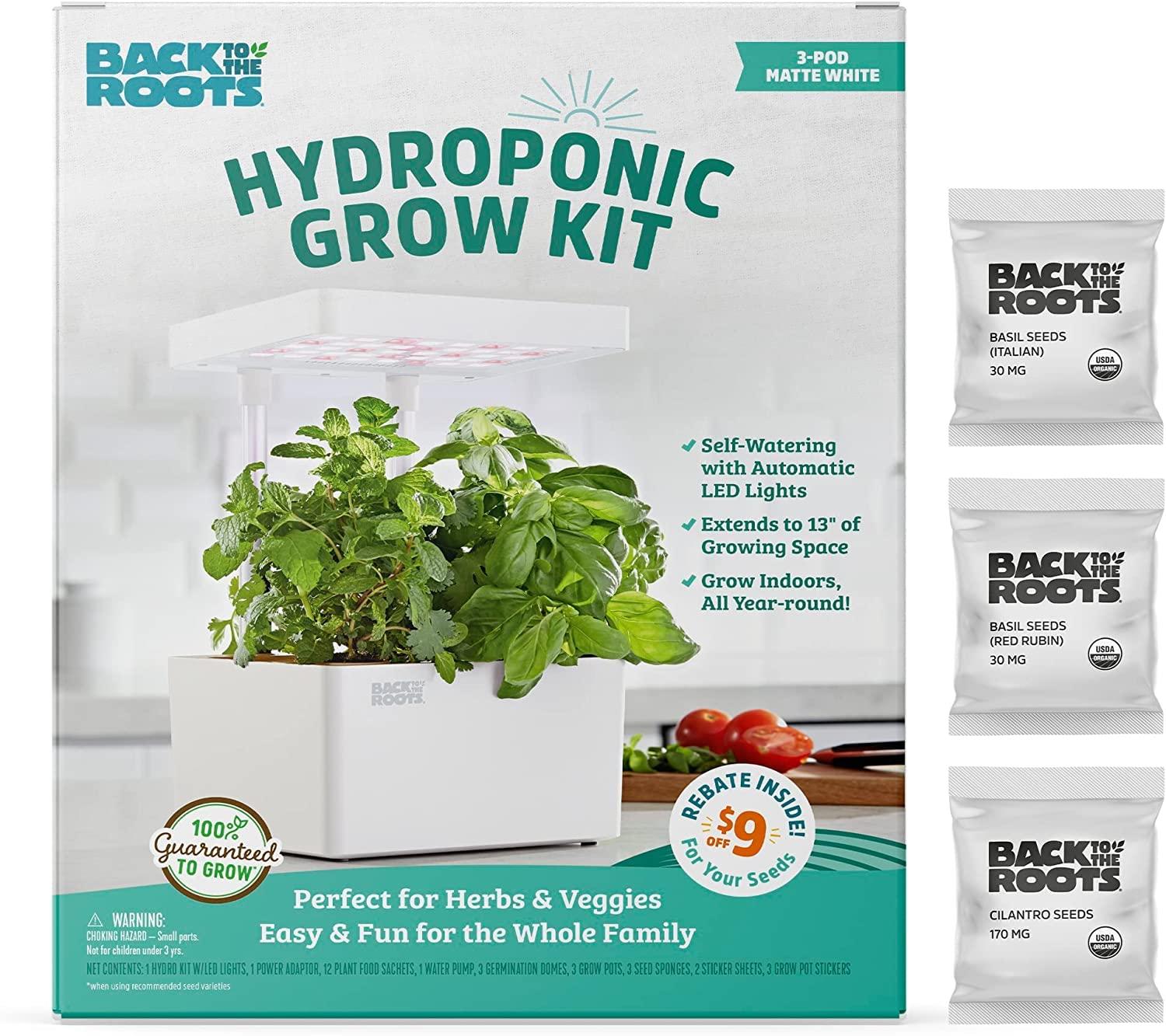 Back to the Roots Hydroponic Grow Kit, Indoor Garden with Light (Matte White), Organic Seeds Included, Gardening Gift, Everything Included - Image 2