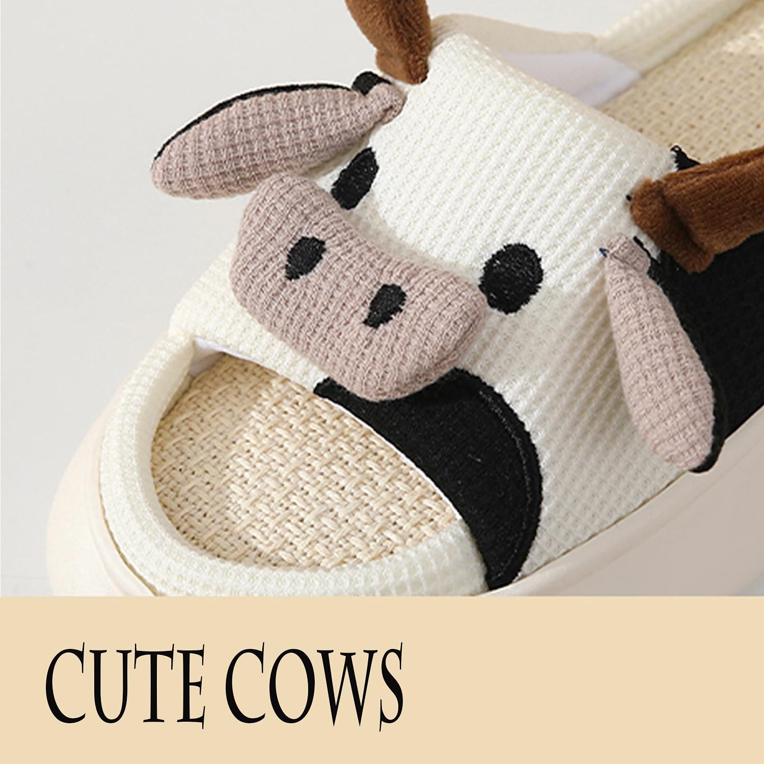 GULAKY Cow Slippers for Women Fuzzy Cute Kawaii Shoes Super Warm Soft Sole Non-slip Lightweight - Image 2