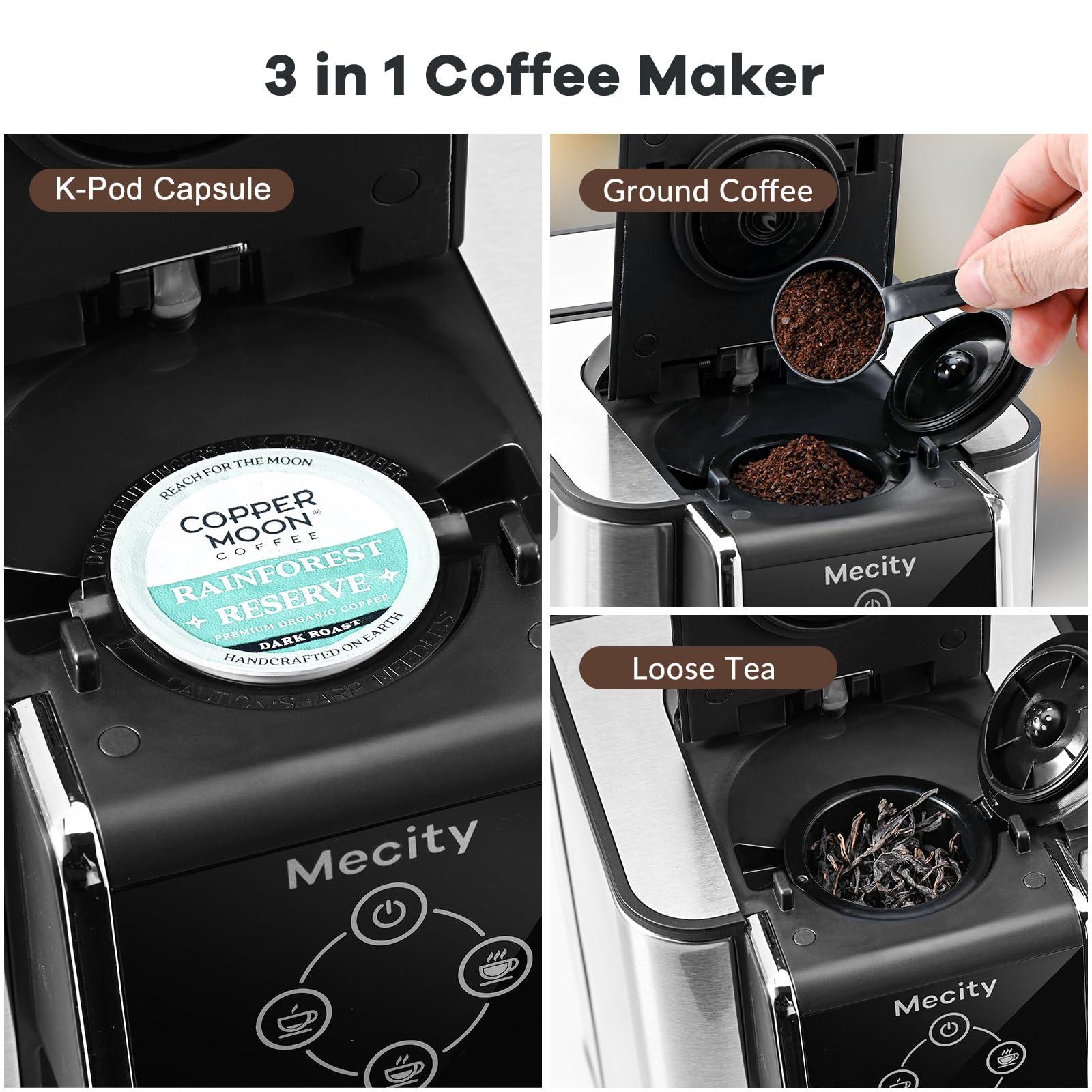 Mecity Coffee Maker 3 in 1 Single Serve Coffee Machine, Compatible with K cup Capsules, Instant Coffee Pot, Tea maker, 6,8,10 Oz Cup, Removable 50 Oz Water Reservoir, 120V 1150W - Image 4