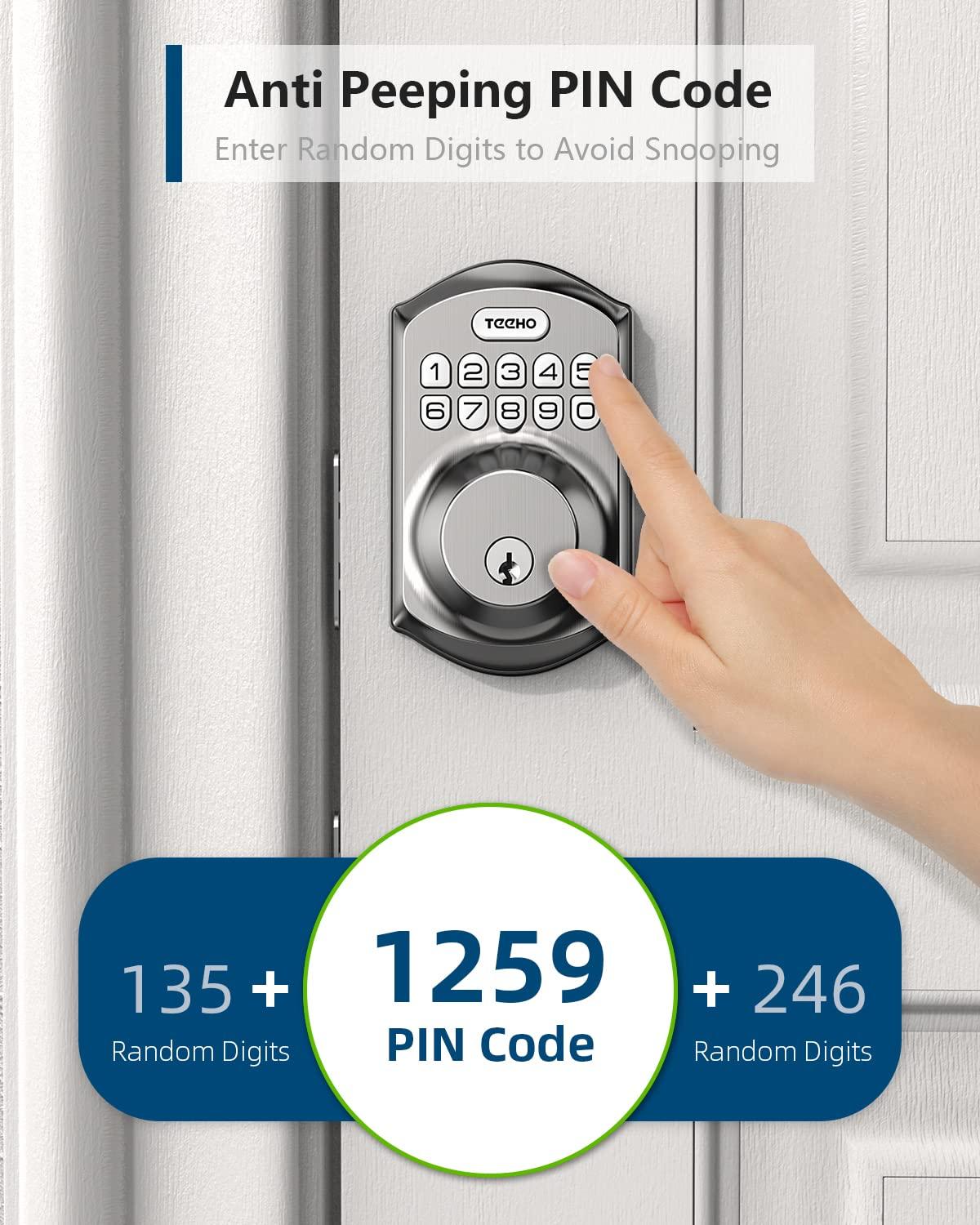 TEEHO TE001 Keyless Entry Door Lock with Keypad - Smart Deadbolt Lock for Front Door with 2 Keys - Auto Lock - Easy Installation - Satin Nickel - Image 7