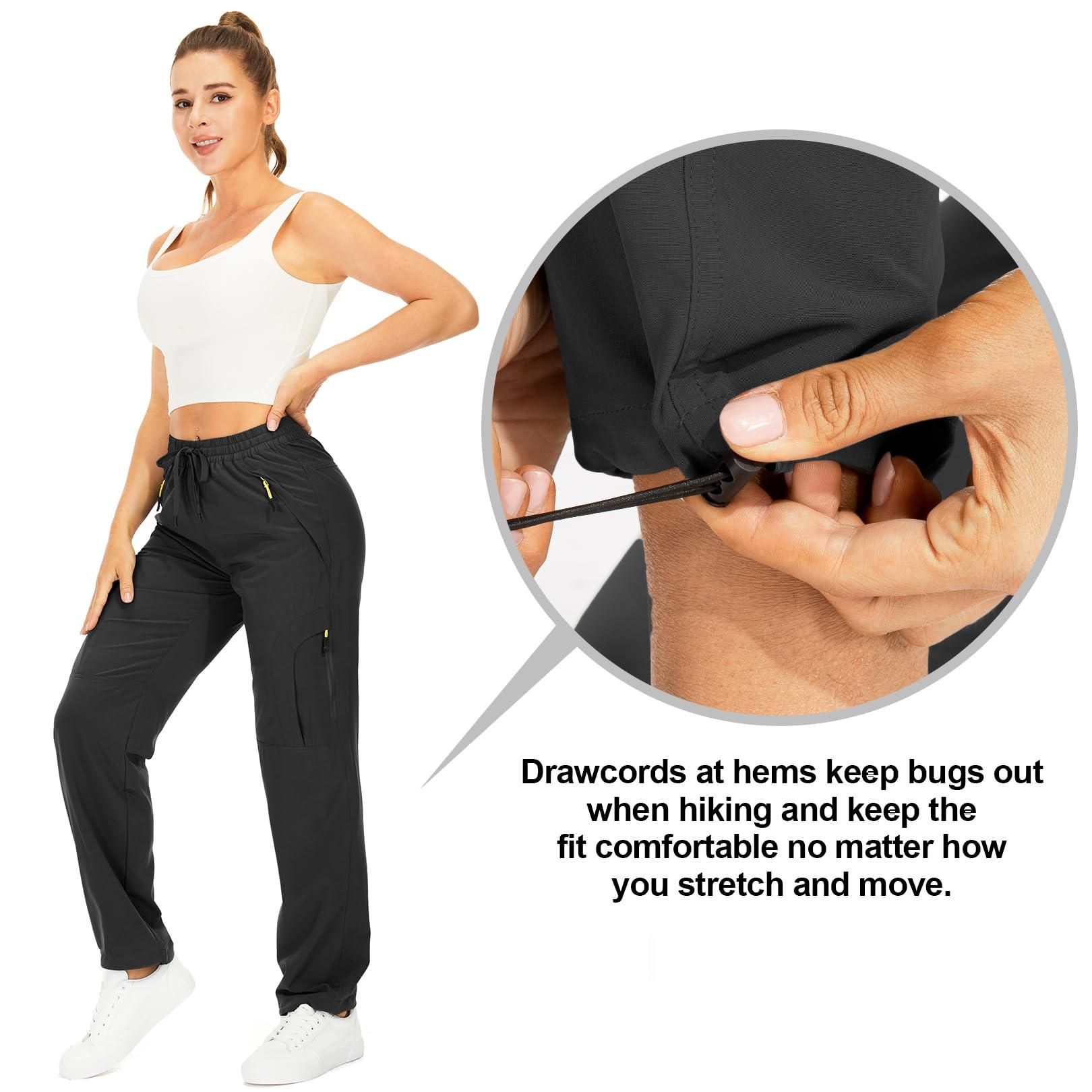 Womens Hiking Pants Quick Dry UPF 50 Lightweight Travel Golf Cargo Safari Pants Zipper Pockets - Image 4