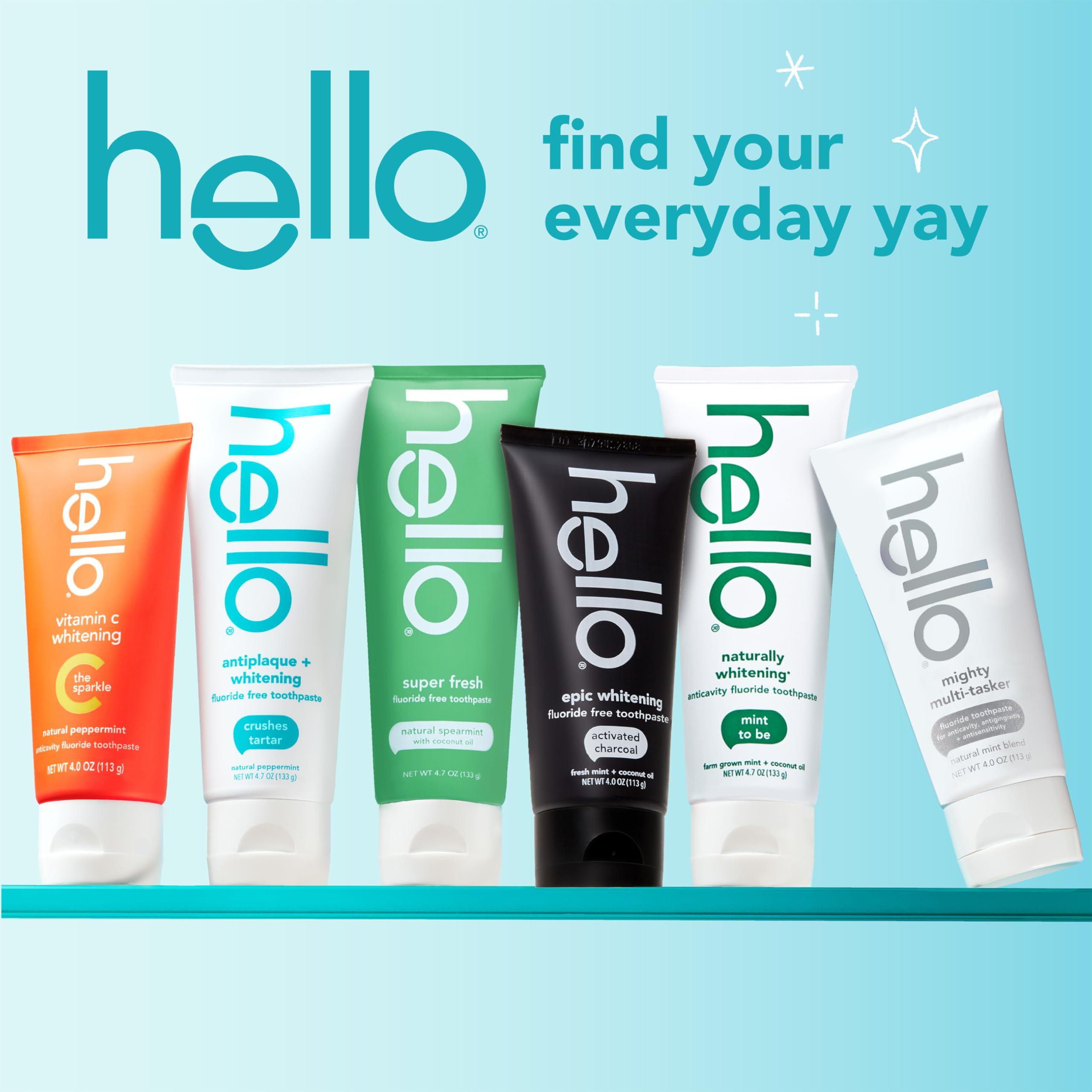 Hello Antiplaque Toothpaste, Fluoride Free for Teeth Whitening with Natural Peppermint Flavor and Tea Tree Oil, Peroxide Free, Gluten Free, SLS Free, 3 Pack, 4.7 OZ Tubes - Image 7