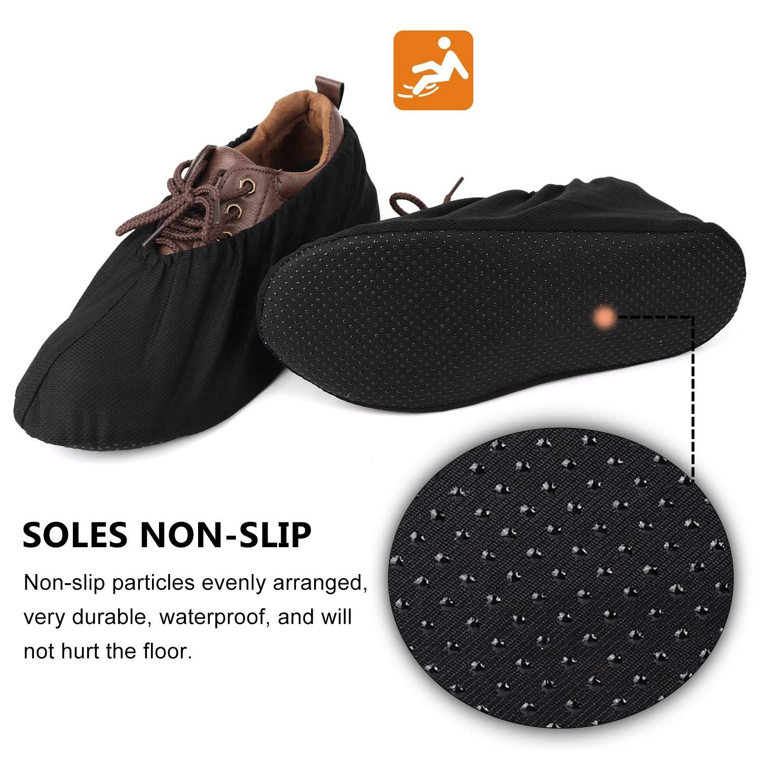 PlasMaller 5 Pairs Black Filmy Mesh Non Slip Washable Reusable Shoes Covers For Household Thickened Boot, S - Image 5