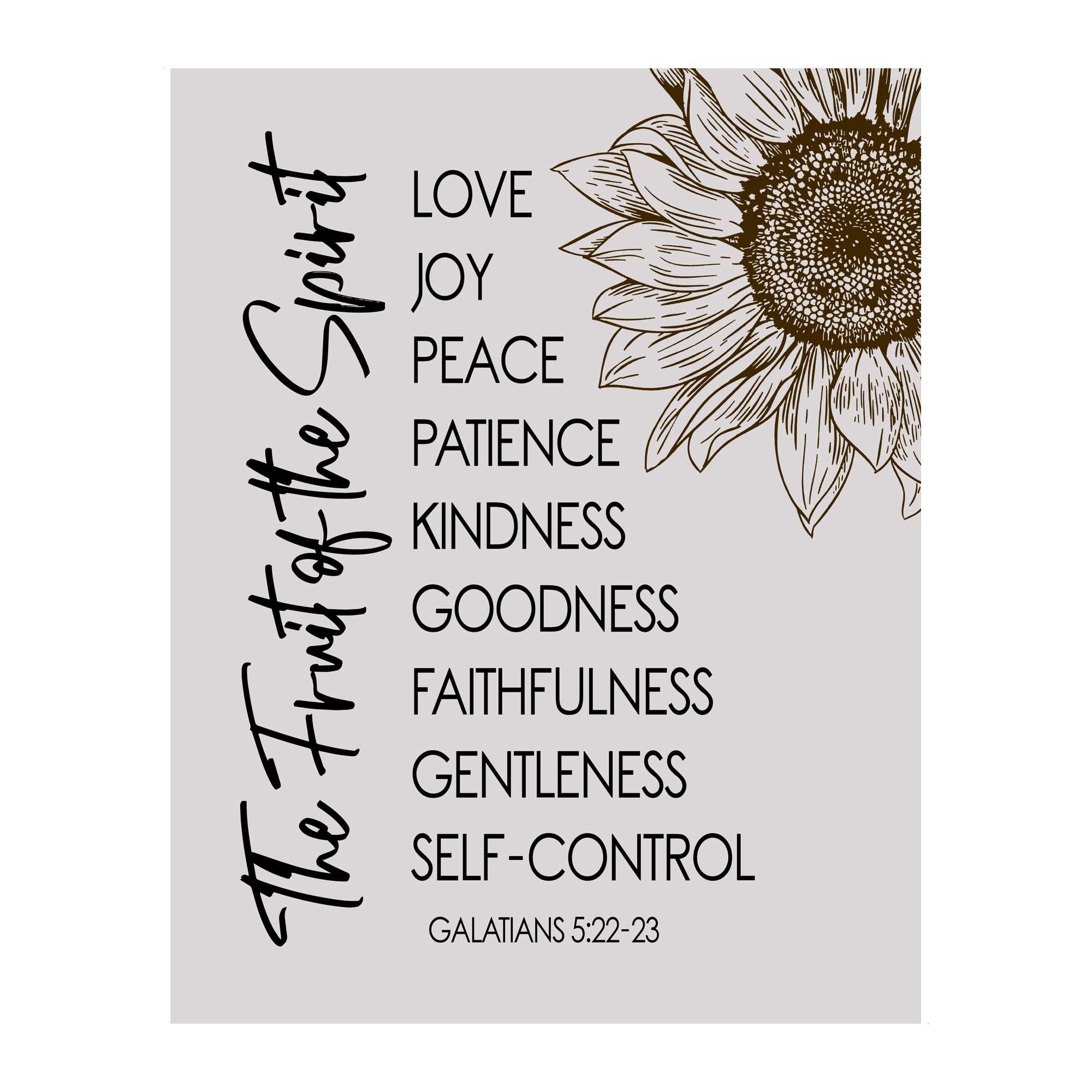 Fruit of the Spirit - Sunflower Rustic Christian Wall Decor, Inspirational Bible Verse Wall Art Print for Living Room, Home, Office, Farmhouse & Church Decor (Unframed, 11 x 14 inches)