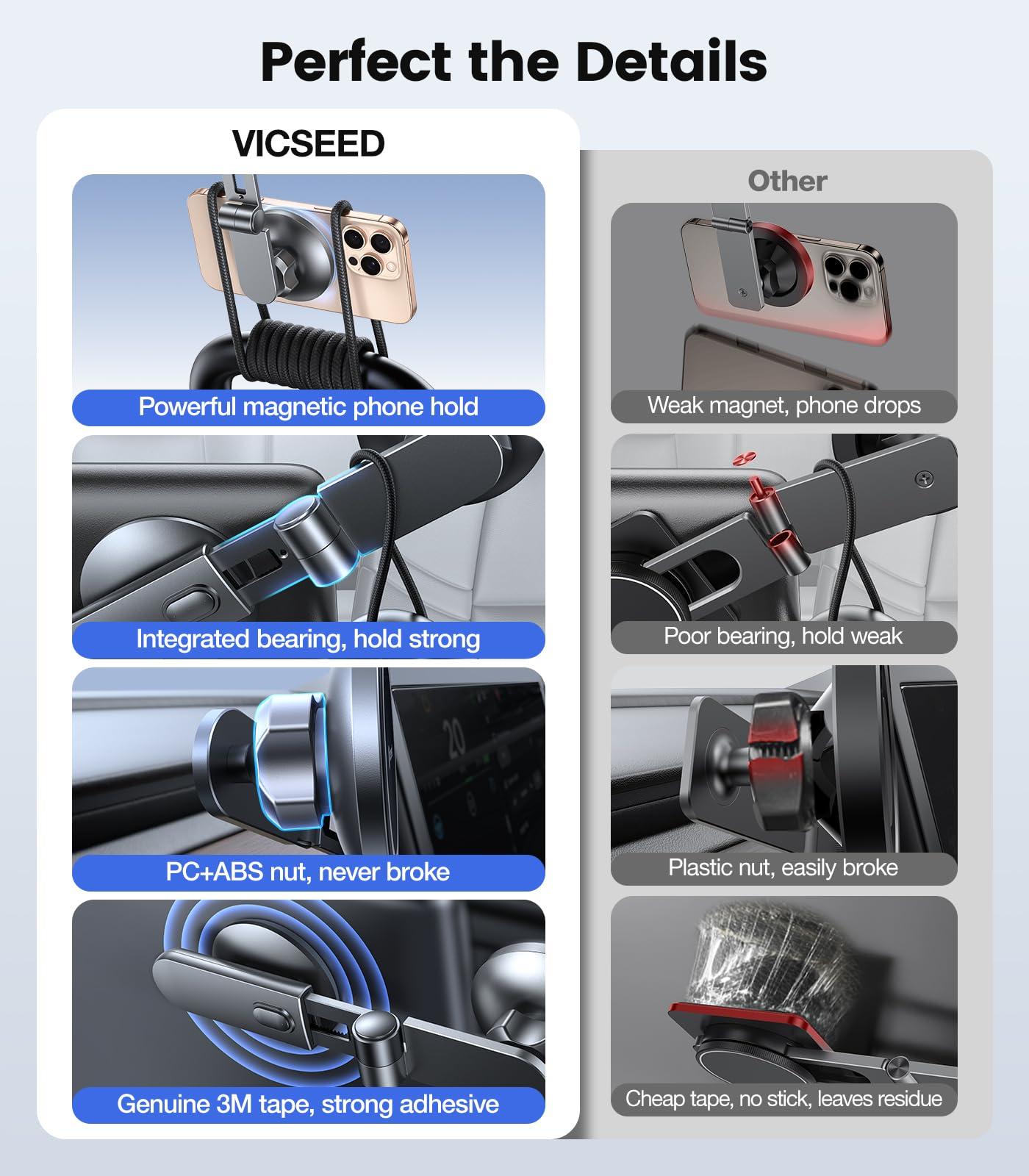 VICSEED Tesla Phone Mount【Strongest Magnet Power】 Foldable Hidden Tesla Phone Holder Fit for All Phones, Tesla Model 3/Y/Cybertruck Accessories, Tesla Model 3 Model Y for MagSafe Car Mount - Image 6