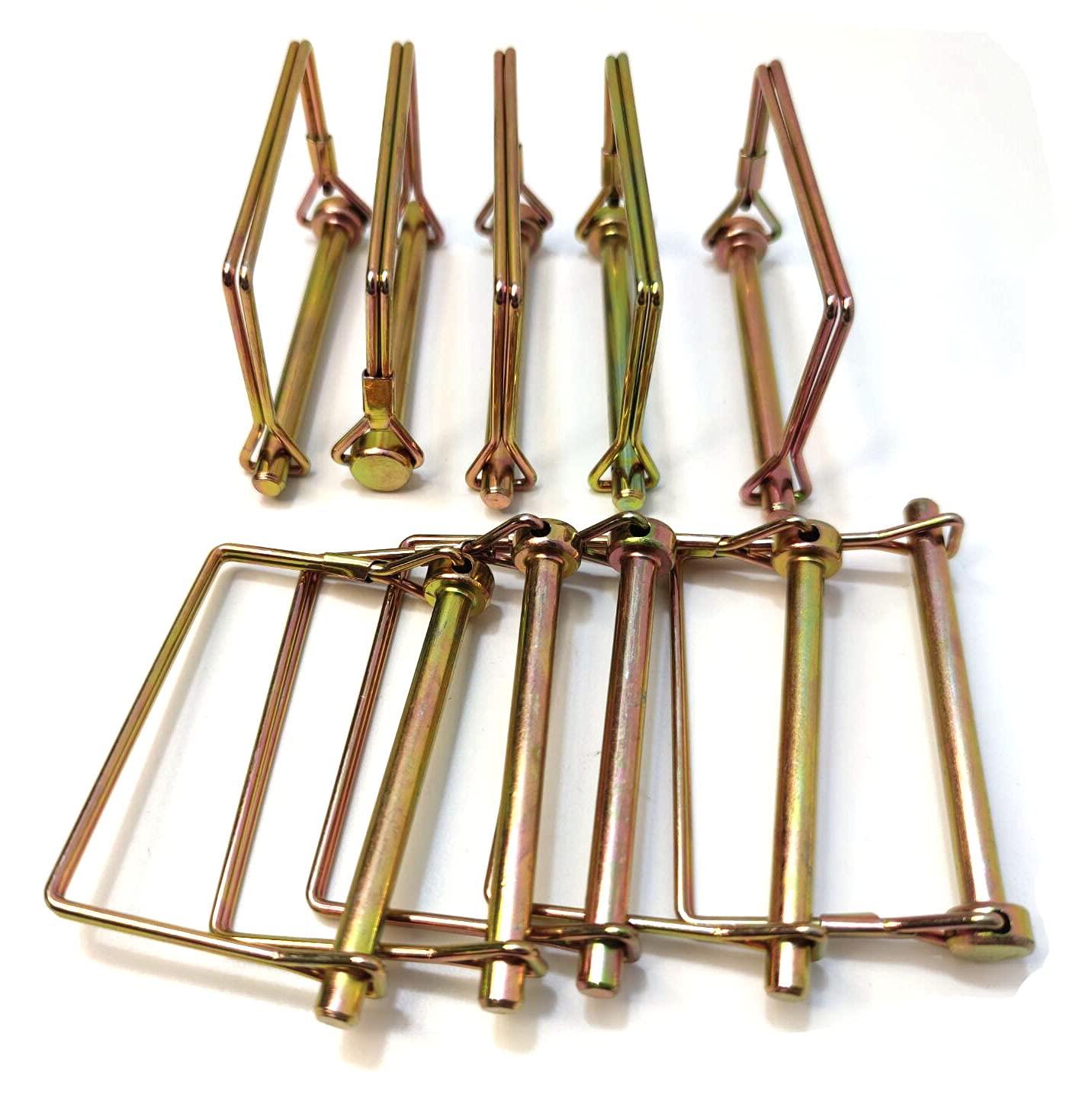 10 Pieces 1/4 Inch Wire Lock Pin, Trailer Coupler Pin,Hitch pin,Heavy Duty Safety Coupler Pin Shaft Locking Pin for Farm Trailers Wagons Lawn Garden(Square, Gold) - Image 5