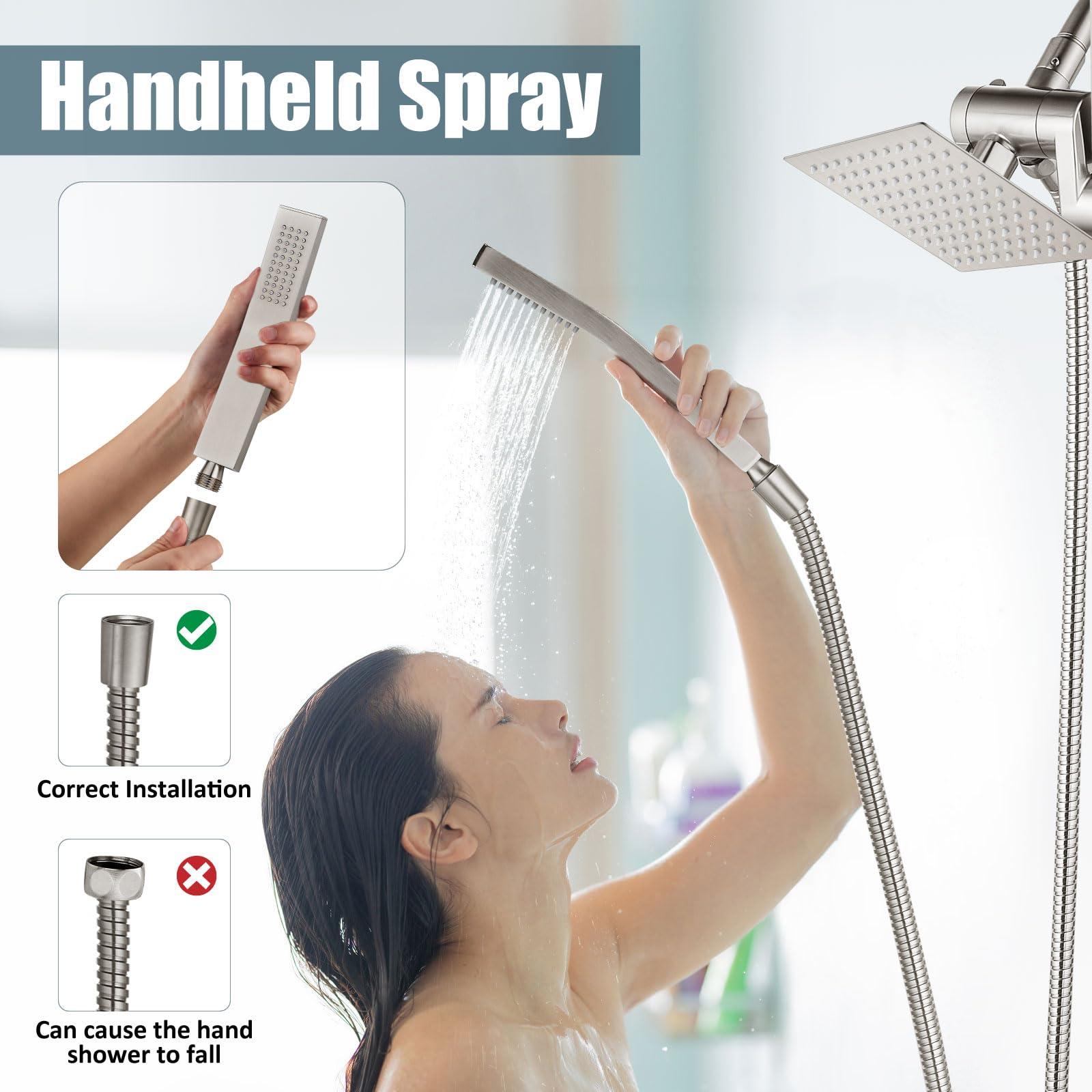 Aolemi Shower Tub Faucet Set with Handheld Spray Shower System Single Shower Rainfall Head and Handle with Tub Spout Combo Rough-in Valve Included Shower Trim Kit 6 Inch Shower Head, Brushed Nickel - Image 7