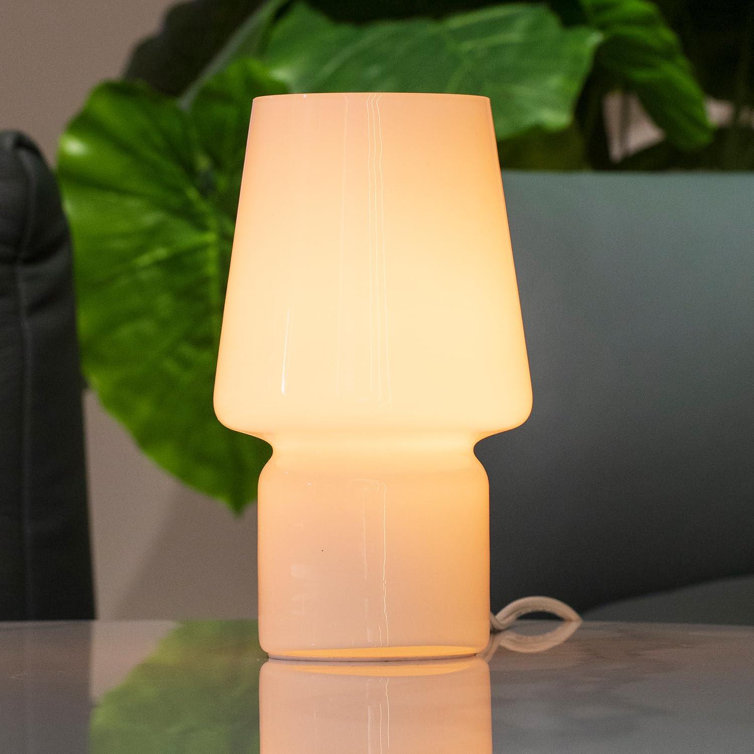 SUREYOND Mushroom Lamp,Mother's Day Gifts,Small Table Lamp,Cute Nightstand Kitchen Mini Lamp,Glass Table Lamp,Suitable for Bedrooms, Kitchens, Living Rooms, Bedside, Girl Gifts（White）