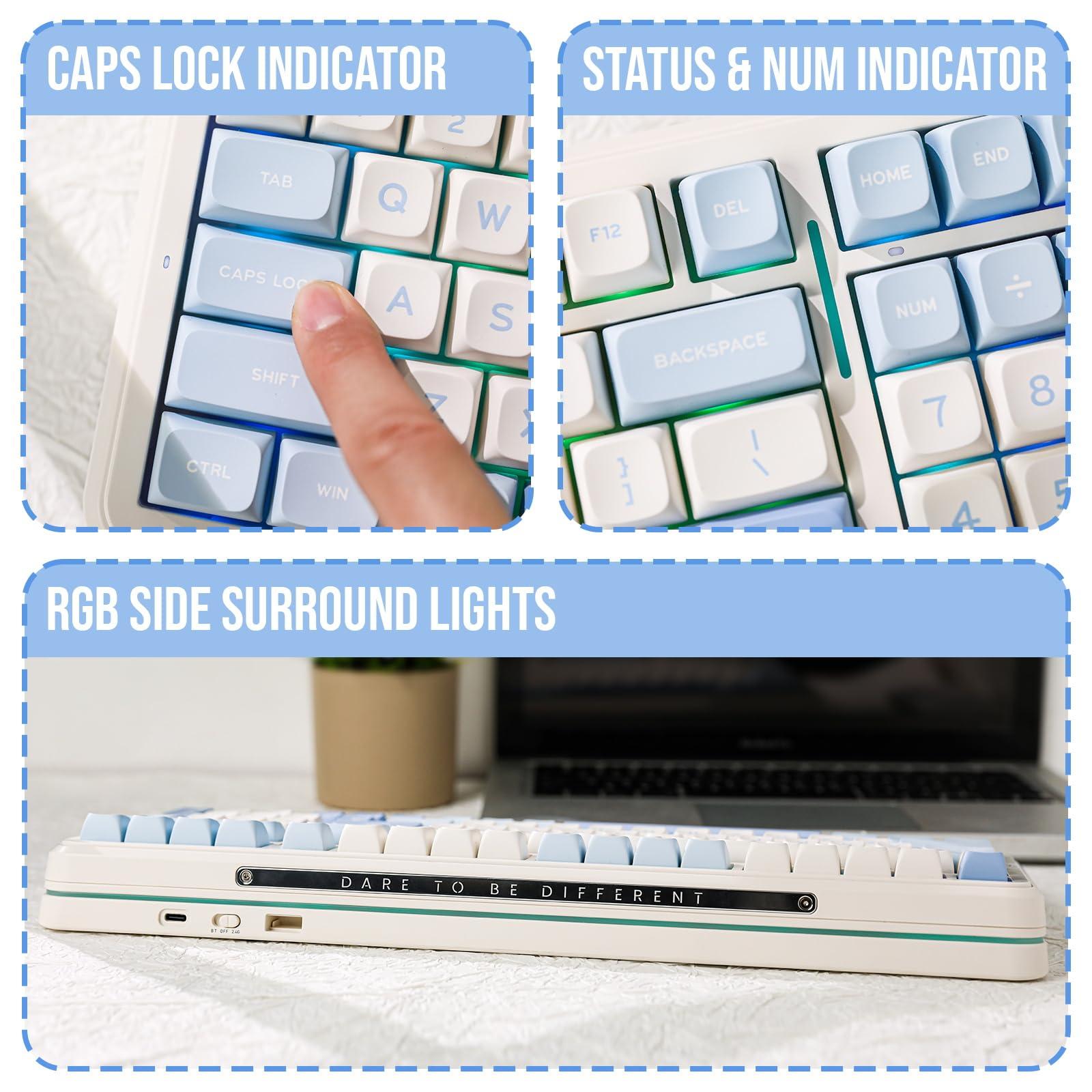 MechLands MCHOSE K99 96% Wireless Gaming Keyboard, Gasket Mechanical Keyboard, BT5.0/USB-C/2.4GHz Wireless Creamy keyboard, with 6-Layer Padding, 6000mAh Battery, Hot Swappable, NKRO for Win/Mac/Linux - Image 5