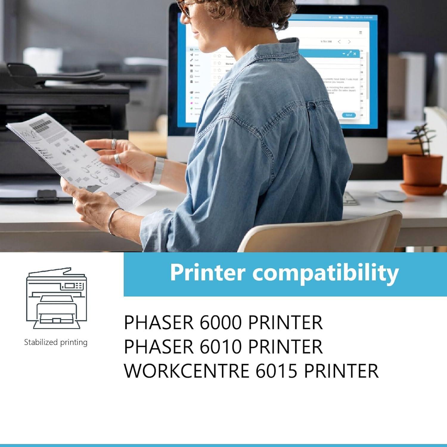 Phaser 6000 / 6010 Toner Cartridges (4Pack, BK/C/M/Y) - Lovn Compatible 106R01630 106R01627 106R01628 106R01629 Toner Cartridge Replacement for Xerox WorkCentre 6015 Phaser 6000 6010 Printer - Image 2