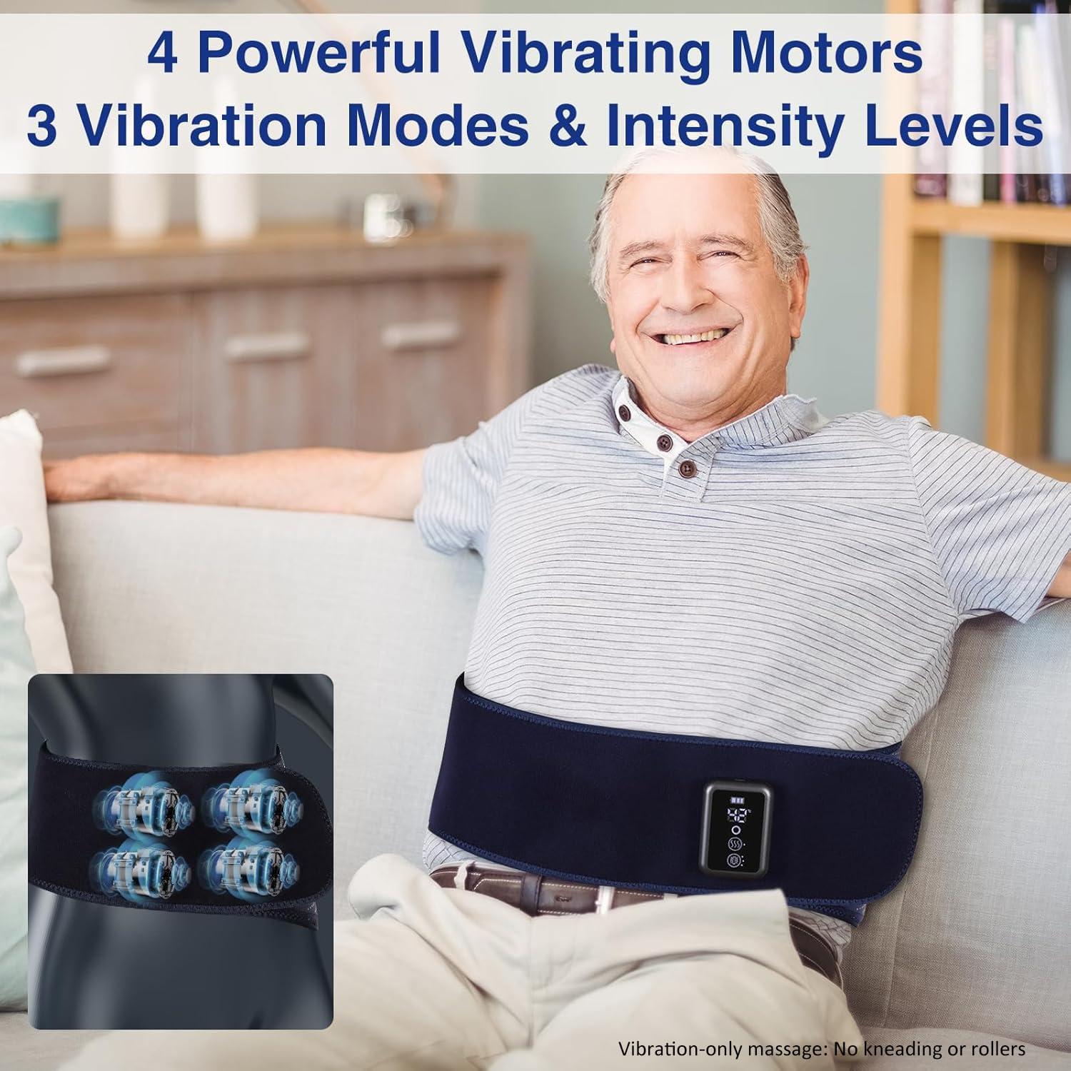 Cordless Back Massager Belt,FSA or HSA Eligible Red Light Therapy Massage Belt with 5 Heating Levels,3 Vibration Modes, Lower Back Massager for Pain Relief Deep Tissue,4 Motors,Battery-Powered (Blue) - Image 4