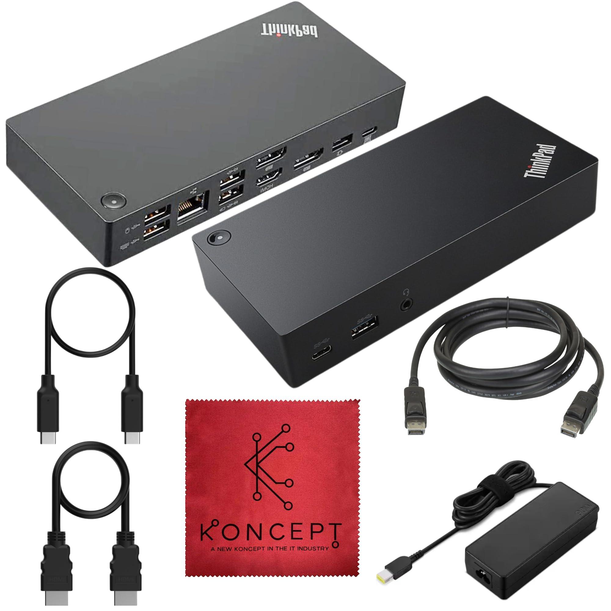 40AS0090US Lenovo Thinkpad Docking Station USB-C Gen 2-1 Year Warranty - Thinkpad Thunderbolt 3 Dock,HDMI,DisplayPort & USB C Cable - Universal Docking Station (Renewed)