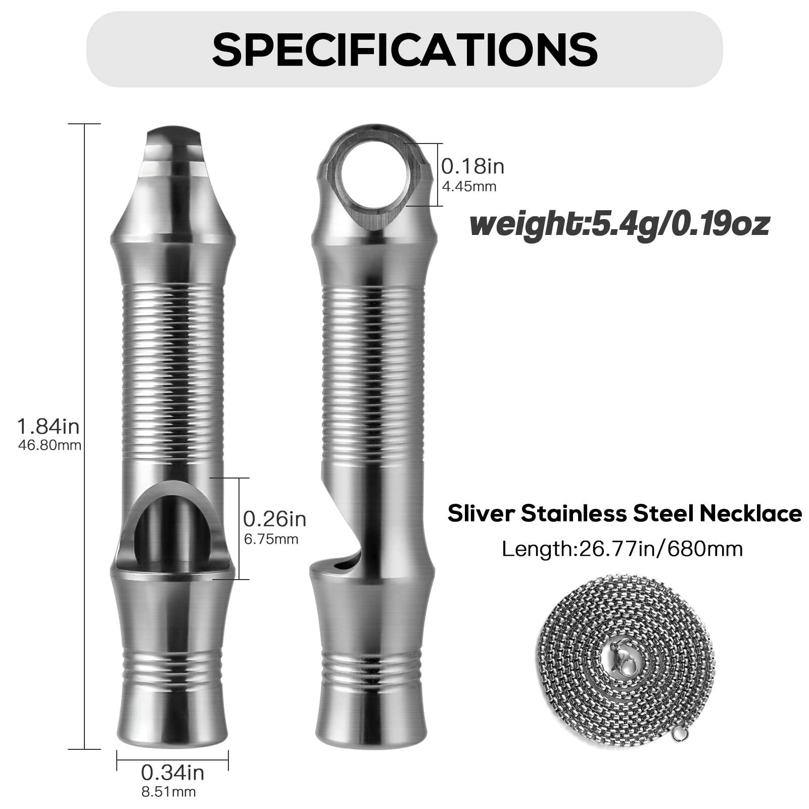 TISUR Titanium Emergency Whistle,EDC Safety Whistles Necklace Loud up to 120db,Survival Whistles for Survival,Hiking,Camping,Pets Training - Image 2