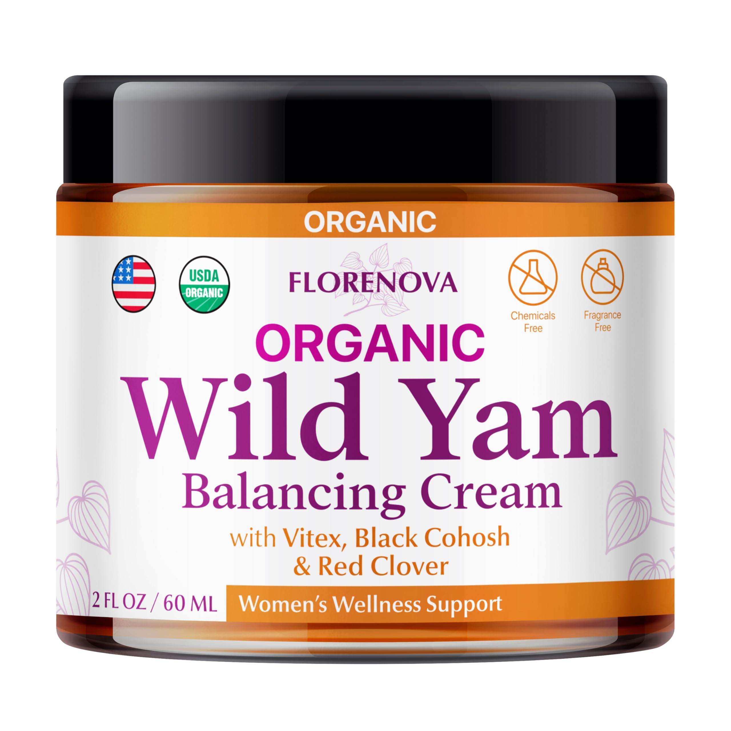 Organic Wild Yam Cream for Women - 2Fl Oz Balancing Balm Enriched with Vitex Red Clover, Black Cohosh, Vitamins, and Minerals - Soothing Support for Midlife Wellness and Skin Nourishment