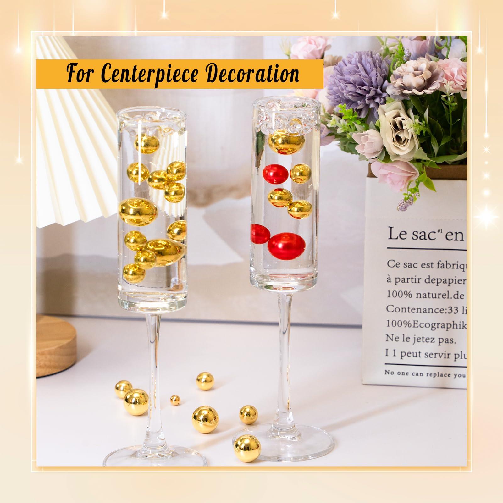 MACIOZE 300Pcs Pearl Vase Filler, BrightGold No Hole Faux Pearl Beads for Centerpieces Vases, Candle Centerpieces, Wedding Birthday Party Home Decor 8/10/14/20mm - Image 4