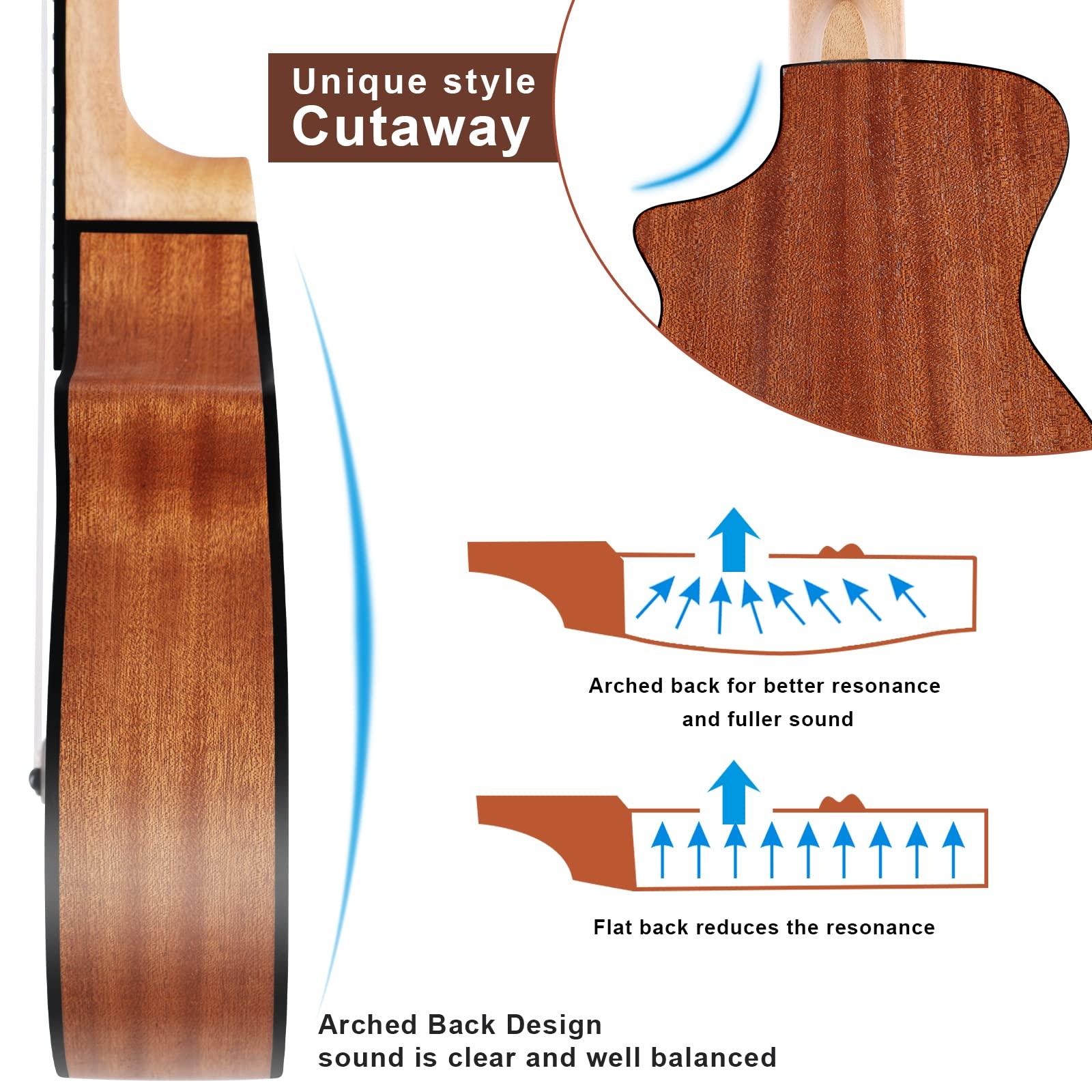 VANPHY Ukulele Concert Ukelele Professional 23 Inch Uku Sapele Ukulele for Kids Adult Beginner Hawaiian Uke Comes with Starter Ukele Kit Include Gig Bag Tuner Strap Ukelel String Picks Clean Cloth - Image 5