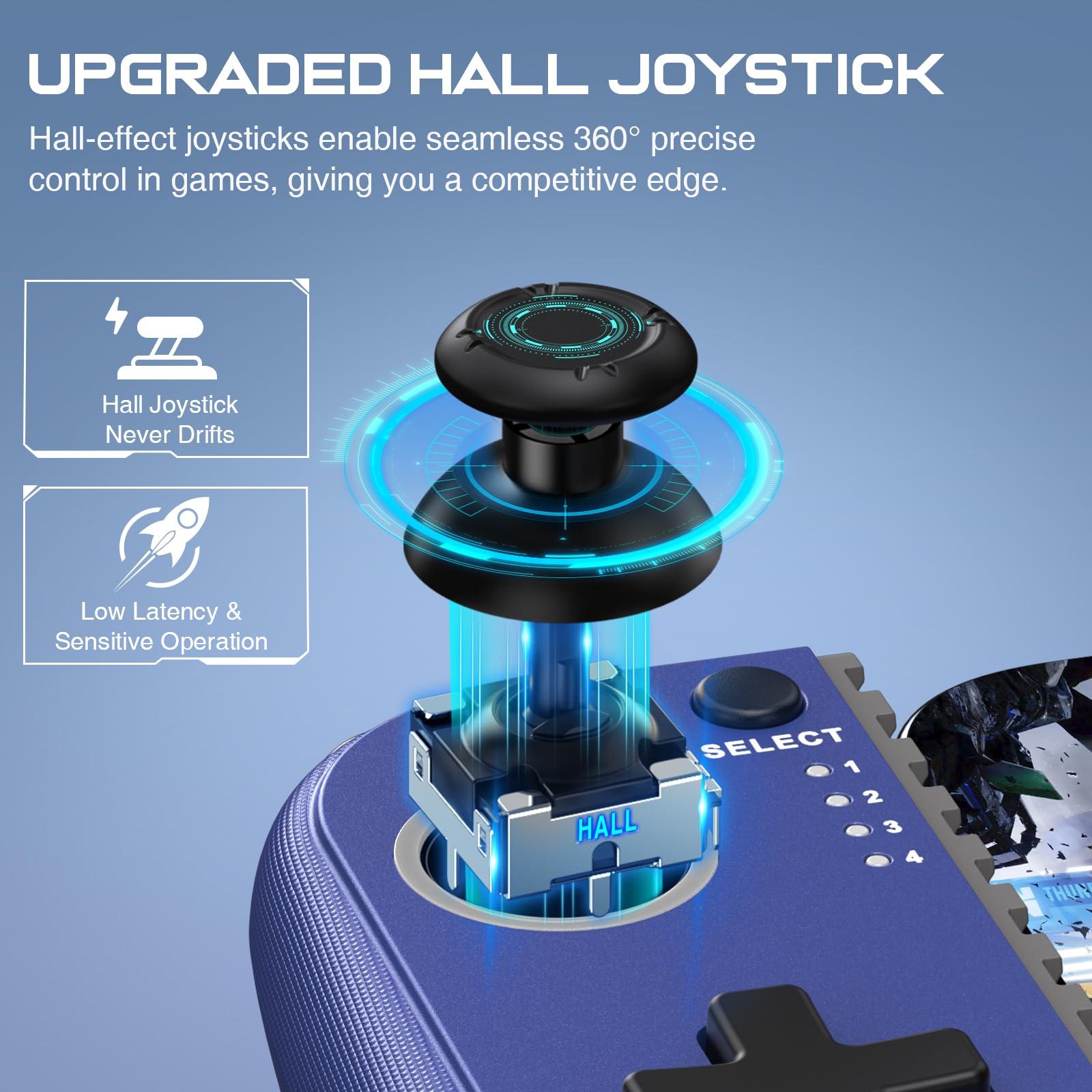 Mobile Game Controller for iPhone/Android, Wireless Phone Controller Support Phone Case, Gaming Controller with Hall Joystick Suitable for Xbox Game Pass, Steam Link, Roblox, Call of Duty & More, Blue - Image 4