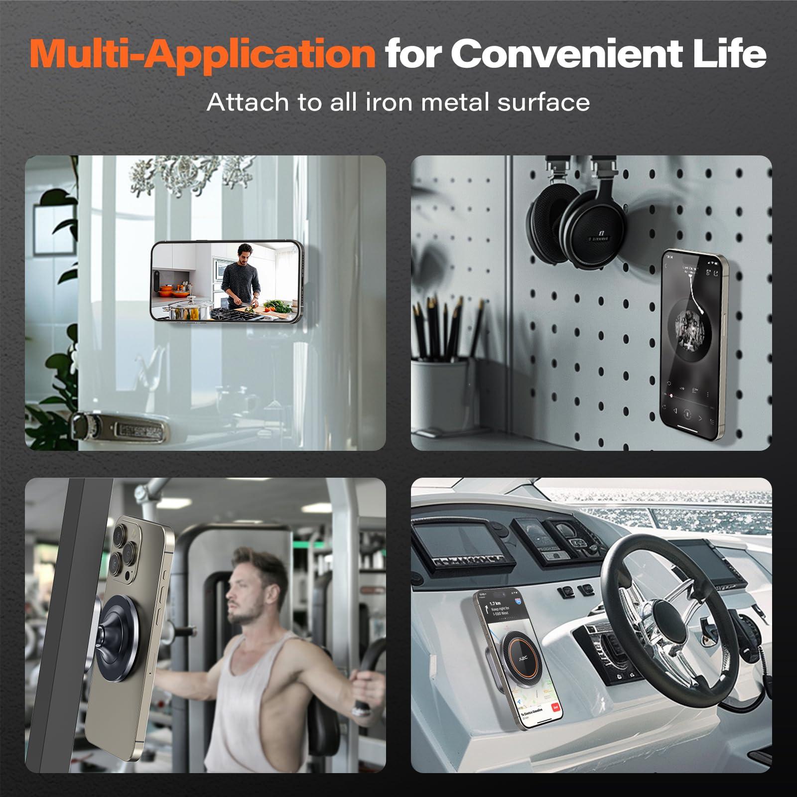 A2C All-Metal Gym Magnetic Phone Holder for MagSafe,High-End Workout Essentials Gift for Men Women,[Dual Magnet] Portable Phone Mount Gym Accessories Compatible with iPhone 16 15 14 13 12 (Gray) - Image 6