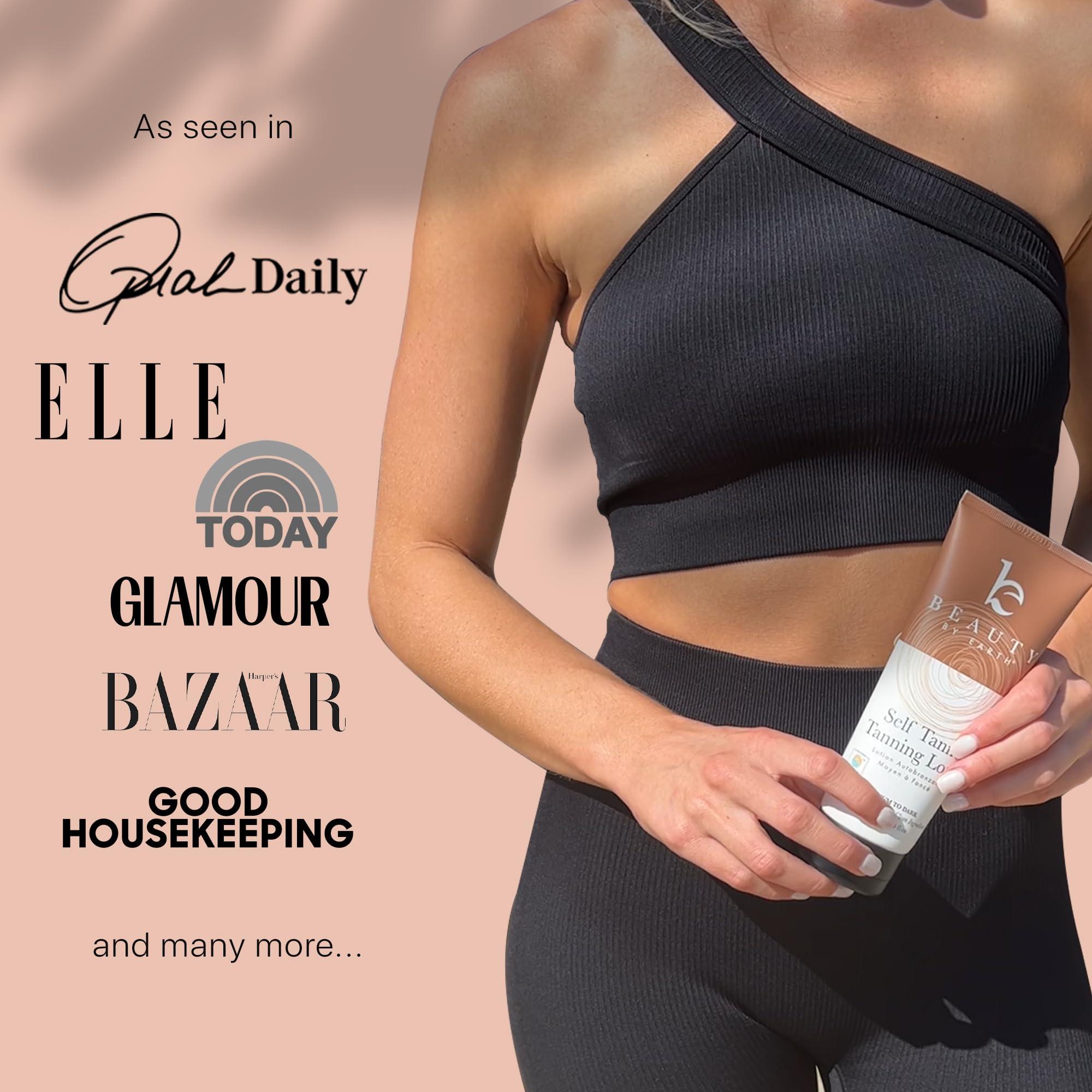 Beauty by Earth Self Tanner - USA Made with Natural & Organic Ingredients, Moisturizing Self Tanning Lotion with Aloe Vera & Coconut for a Natural Glow, Streak-Free Fake Tan, Medium to Dark - Image 8