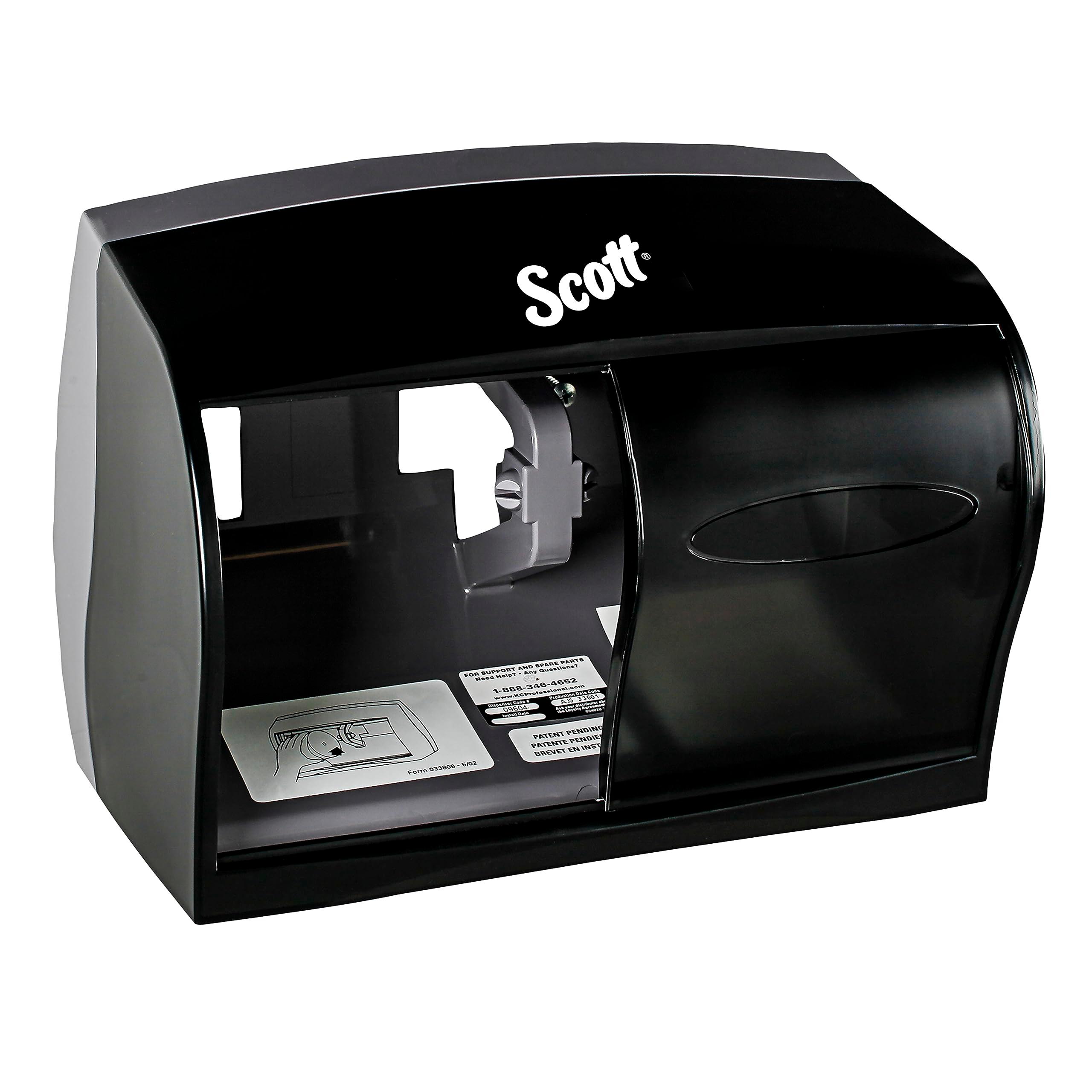 Scott Professional Coreless Standard Roll Toilet Paper Dispenser (09604), Dual Capacity, Black, 11.0"x7.63"x6.0" (Qty 1)